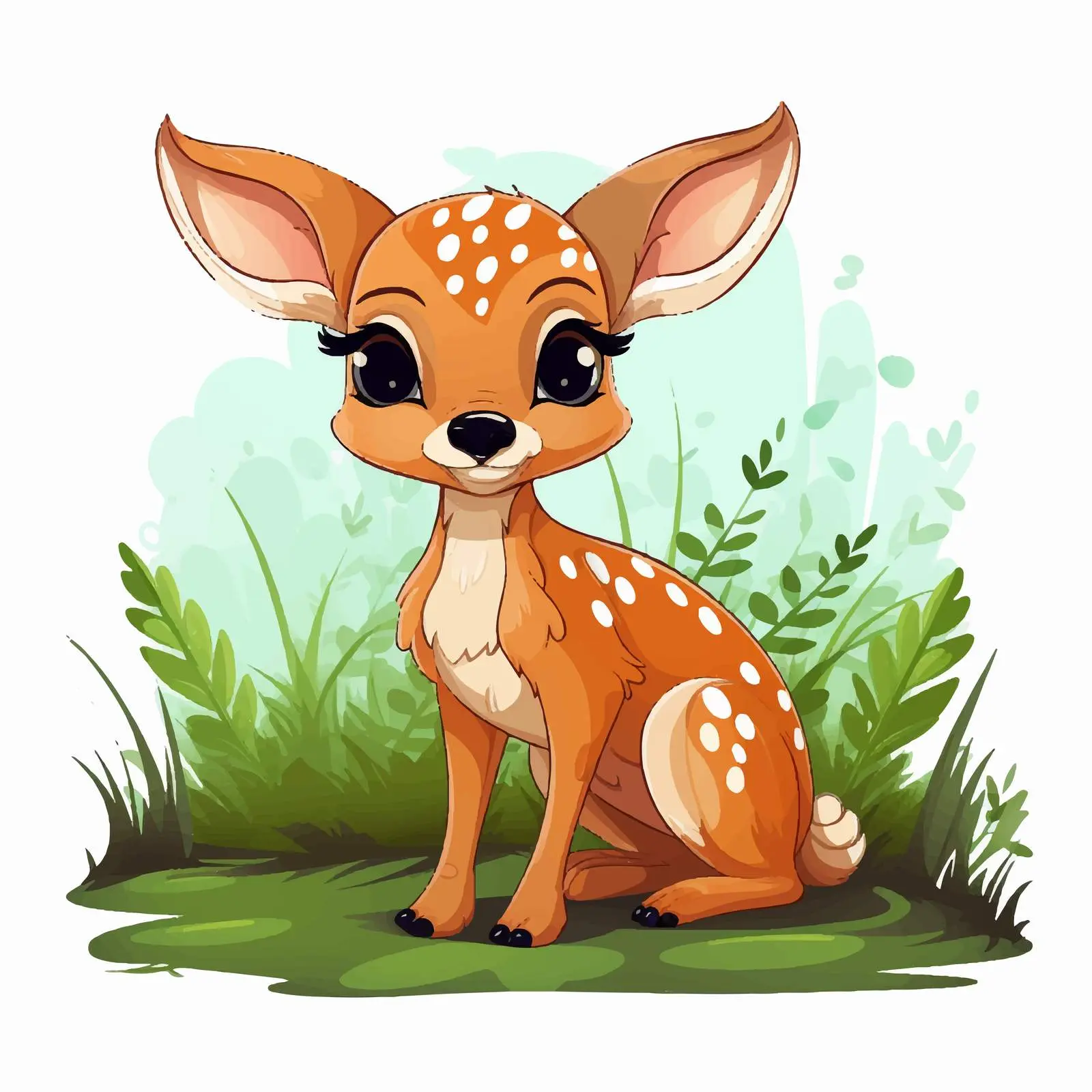 Cute Spotted Fawn in Grassy Woodland — free download from Dotvec