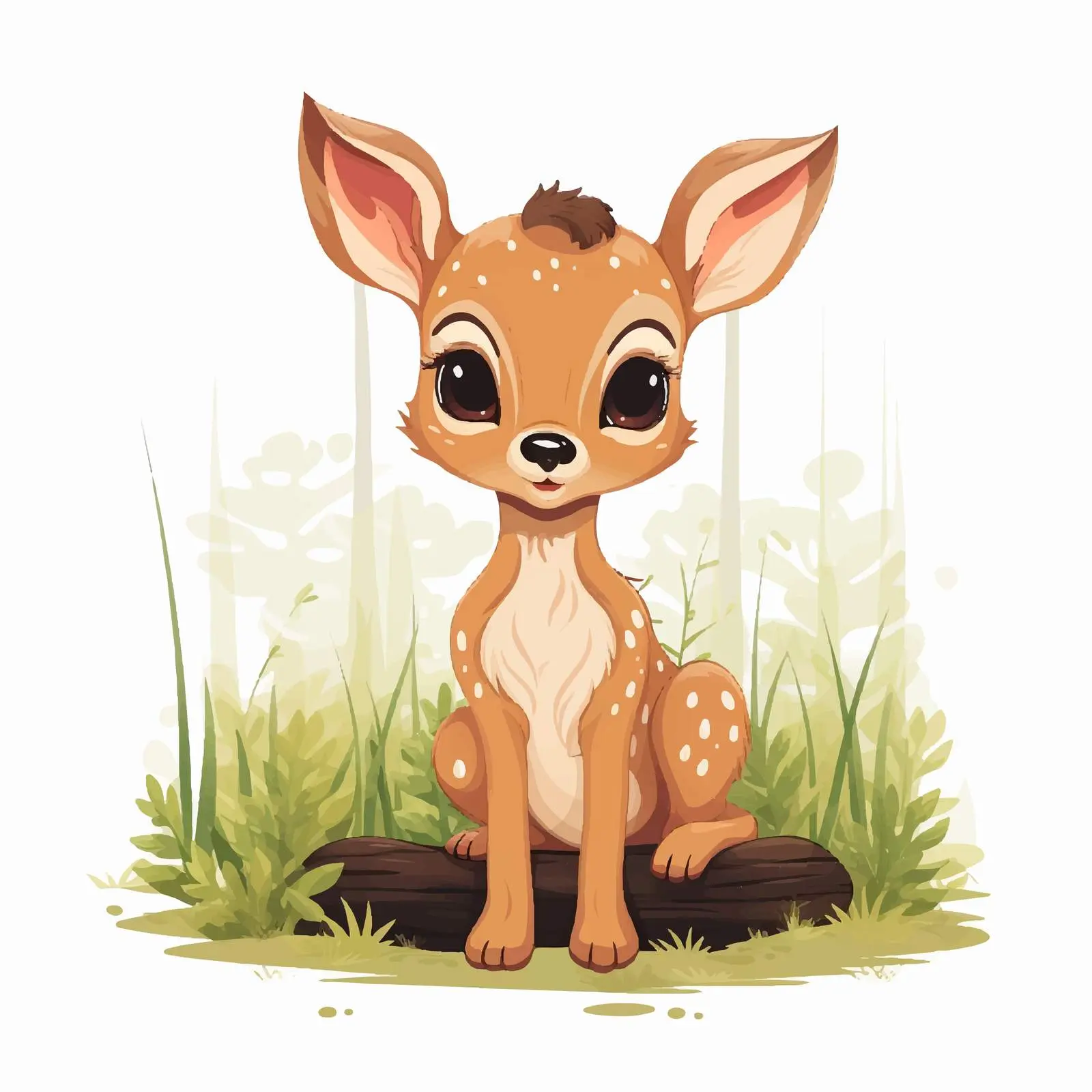 Cute Spotted Fawn in Grassy Woodland – free forest floor image from Dotvec
