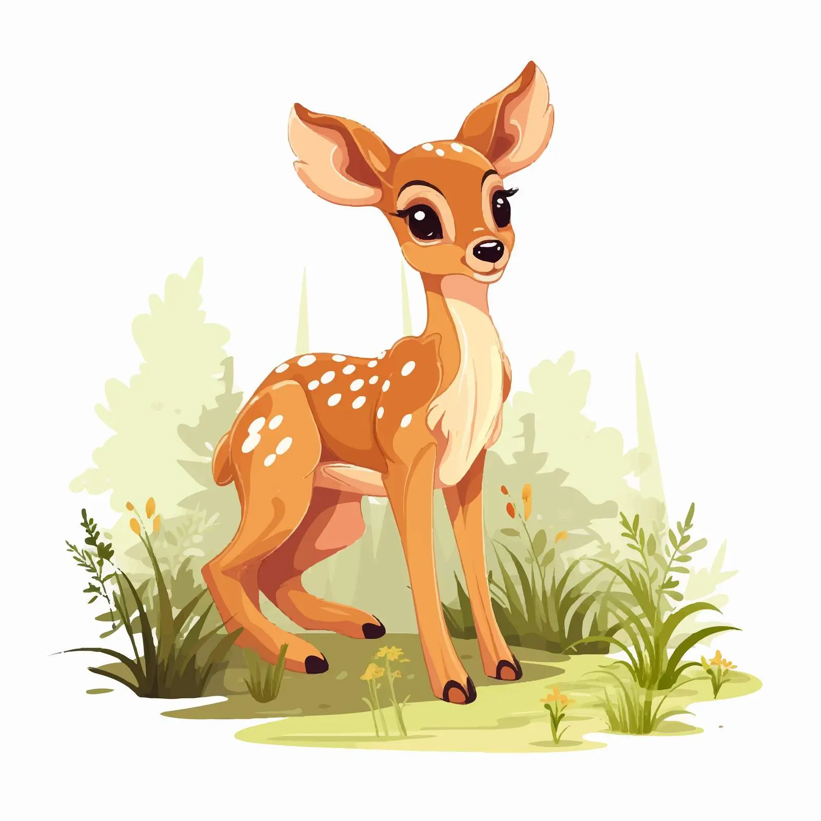 Cute Spotted Fawn in Grassy Woodland — free download from Dotvec