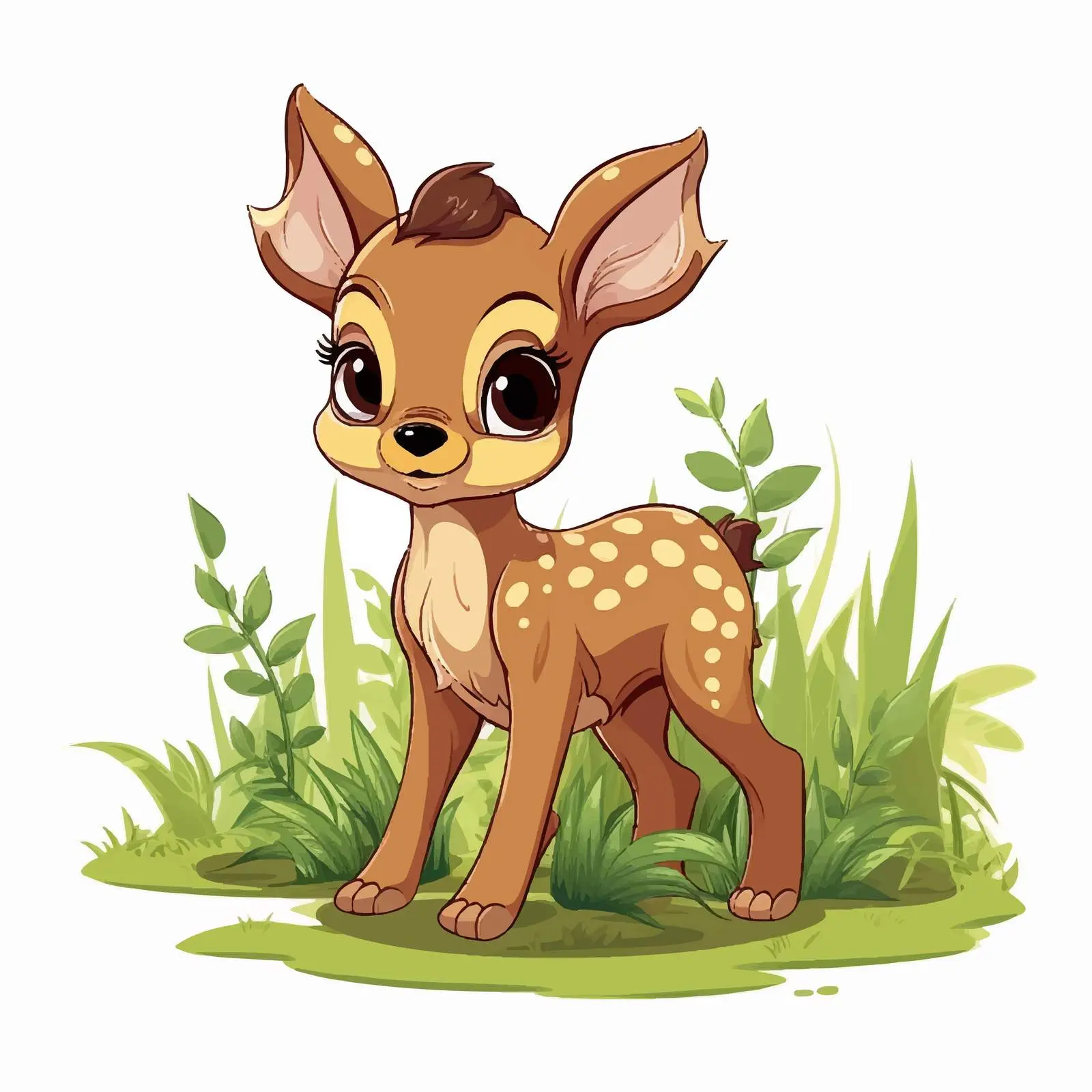 Cute Spotted Fawn in Grassy Woodland Vector — free download from Dotvec