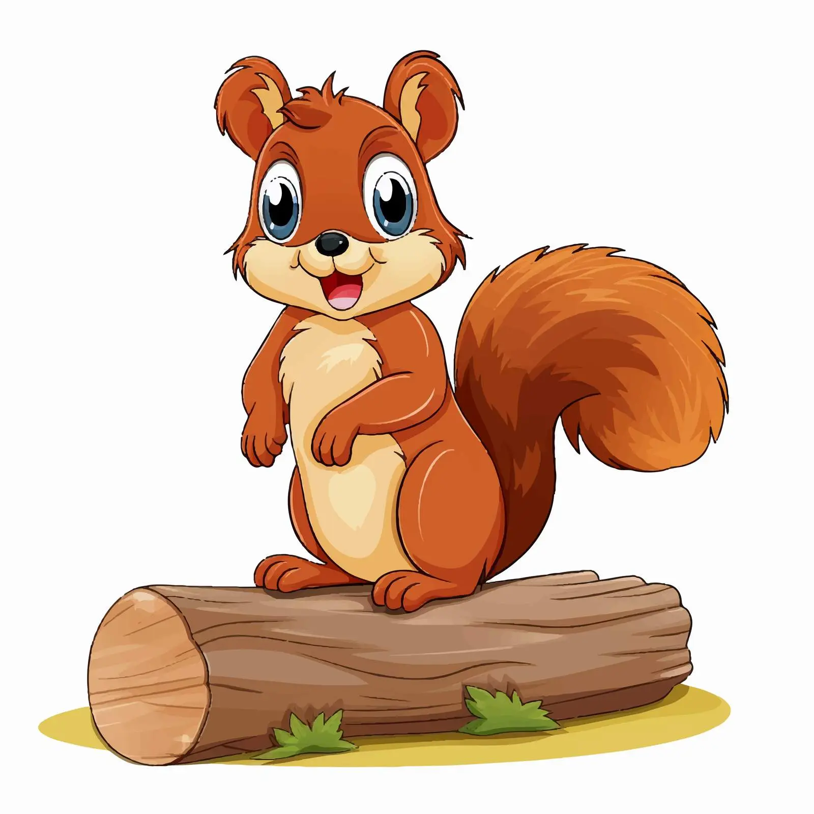 Cute Squirrel Illustration on Wooden Log — free download from Dotvec