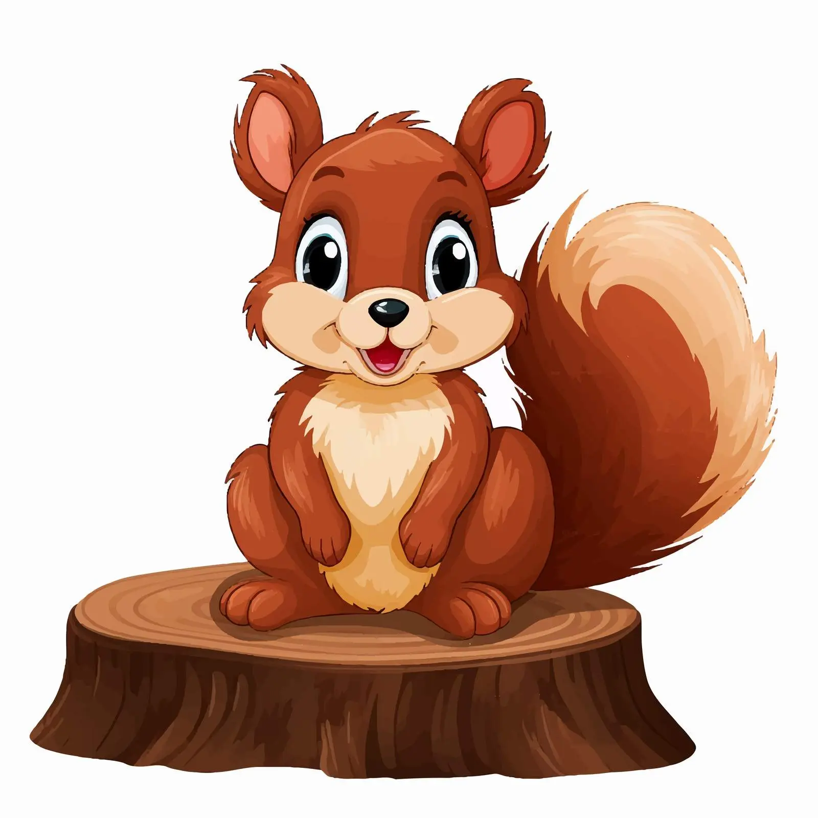 Cute Squirrel on Wooden Log Illustration — free download from Dotvec