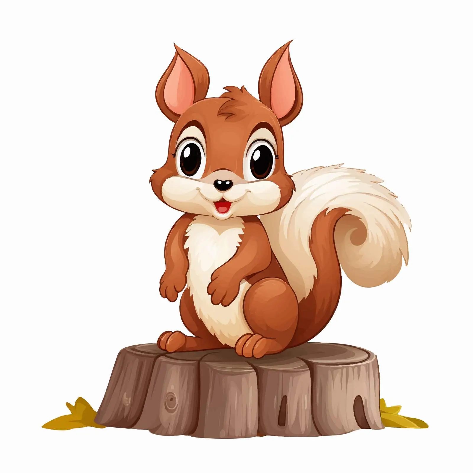 Cute Squirrel on Wooden Log Illustration — free download from Dotvec