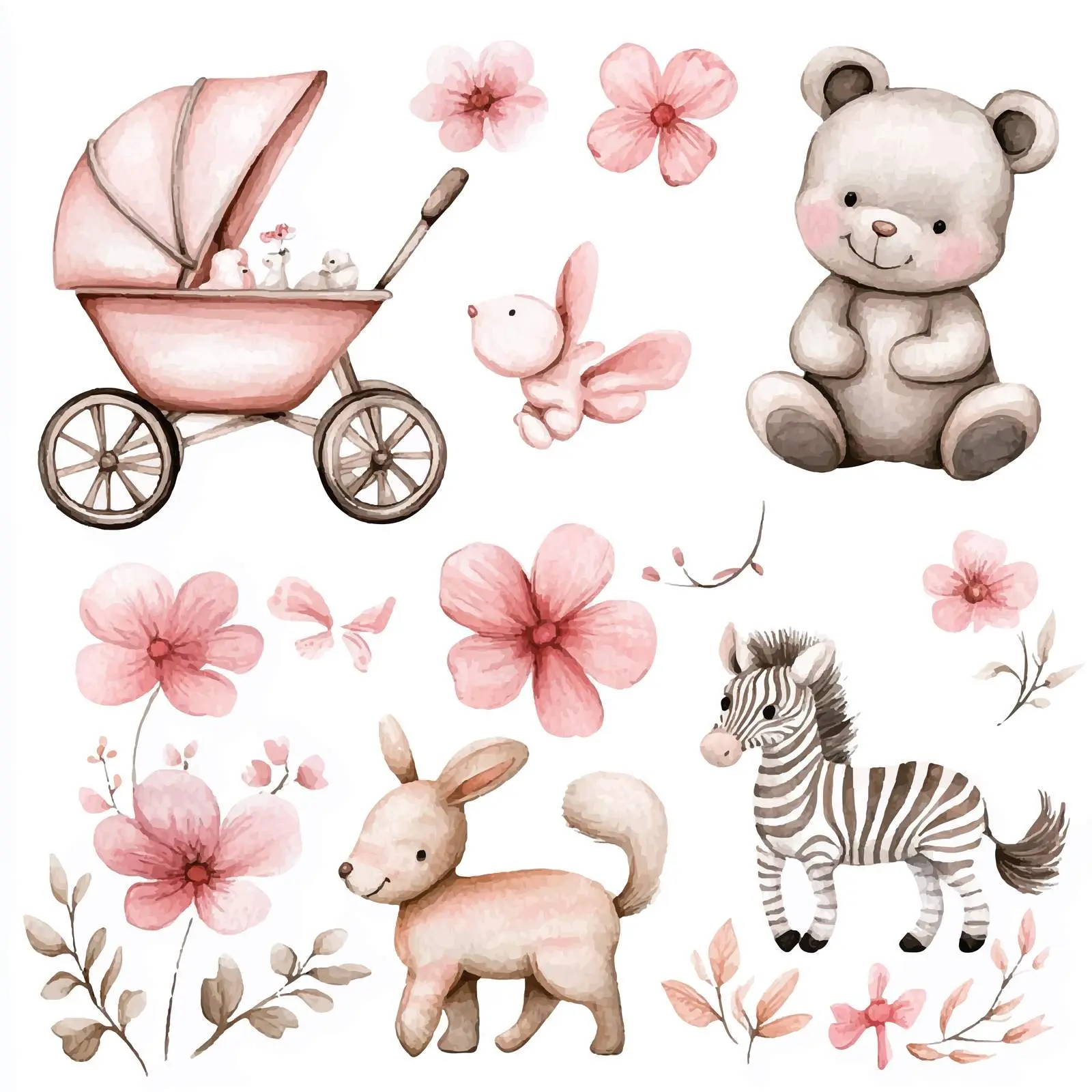 Cute Teddy Bears and Bunny Design for Kids — free download from Dotvec