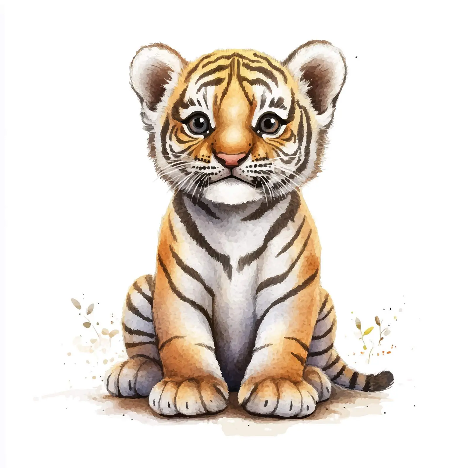 Cute Tiger Cub Watercolor Cartoon Illustration — free download from Dotvec