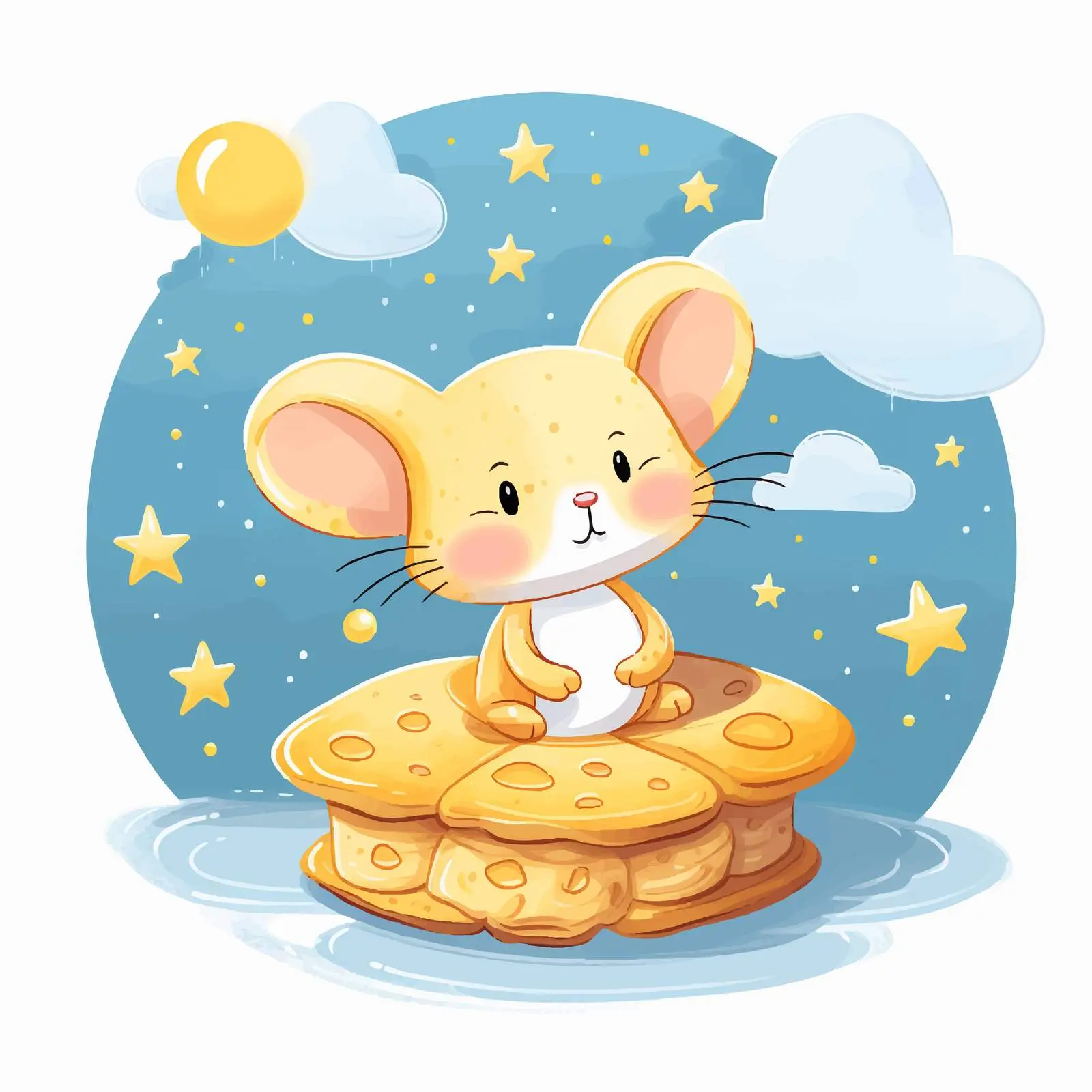 Cute Cartoon Mice with Cheese in the Sky — free download from Dotvec