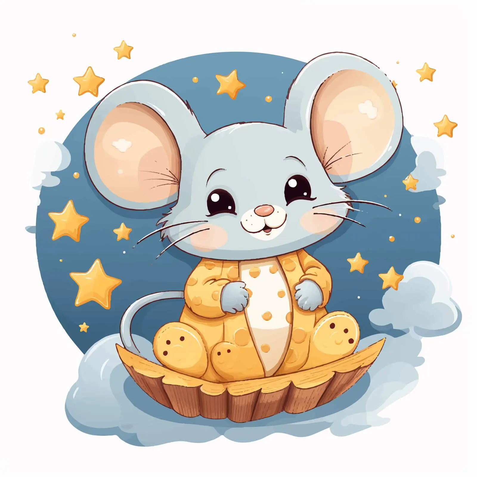 Cute Cartoon Mice with Cheese in the Sky — free download from Dotvec