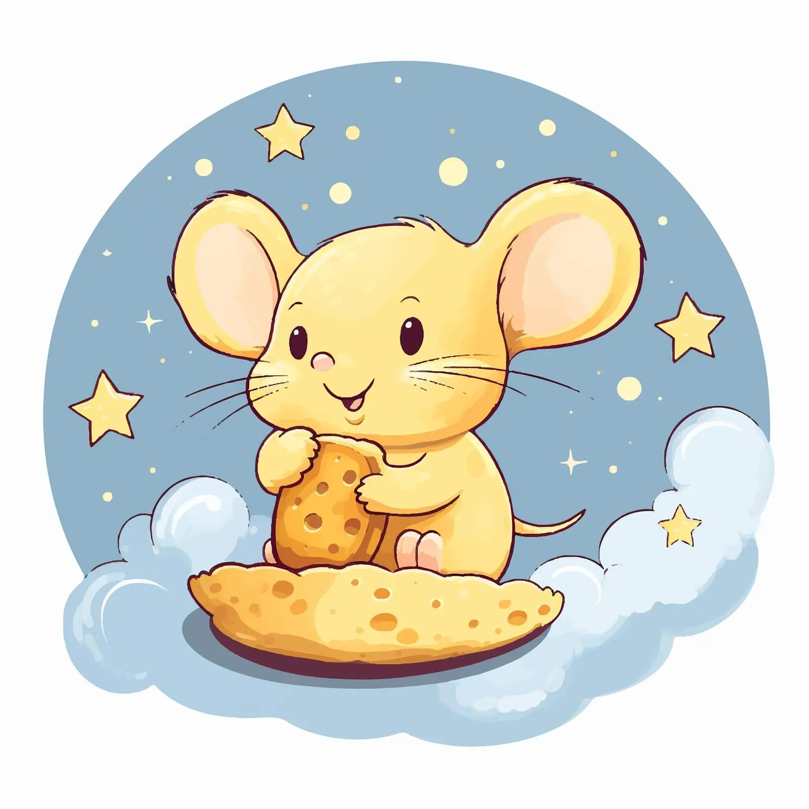 Cute Cartoon Mice with Cheese Under the Sky – free vector animal image from Dotvec
