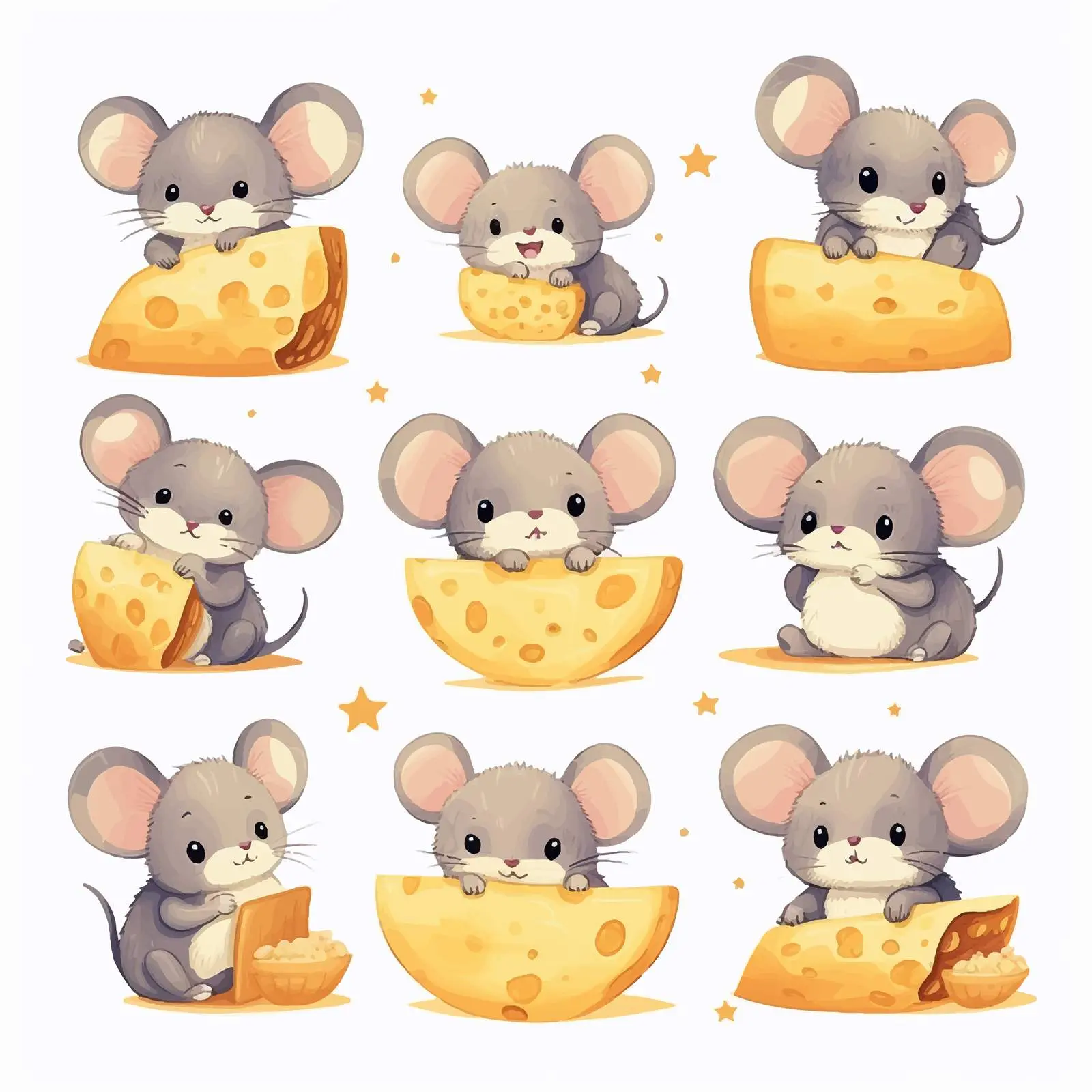 Adorable Mice on Cheese Moon Vector Art — free download from Dotvec