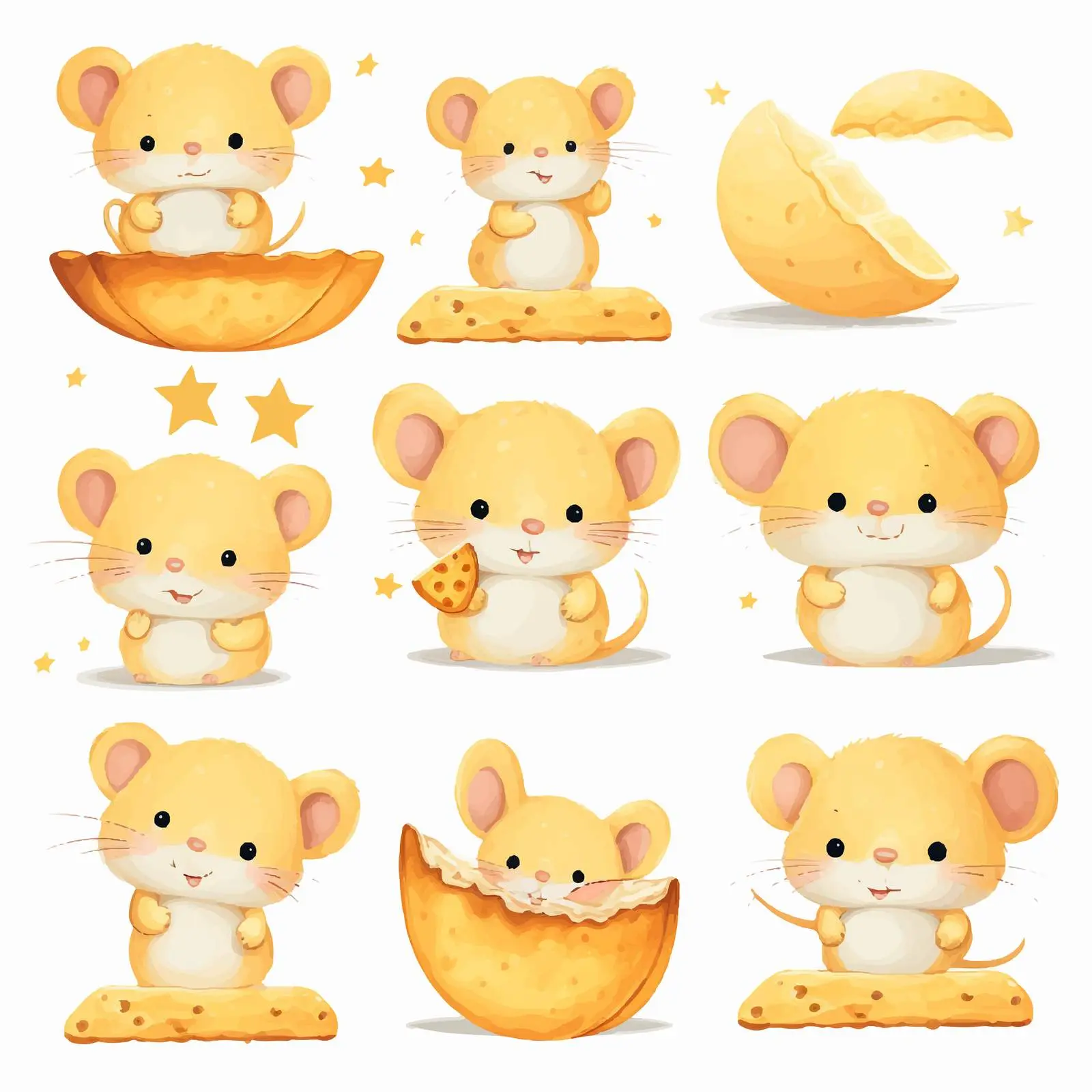 Cute Tiny Mice on Cheese Moon Clip Art — free download from Dotvec