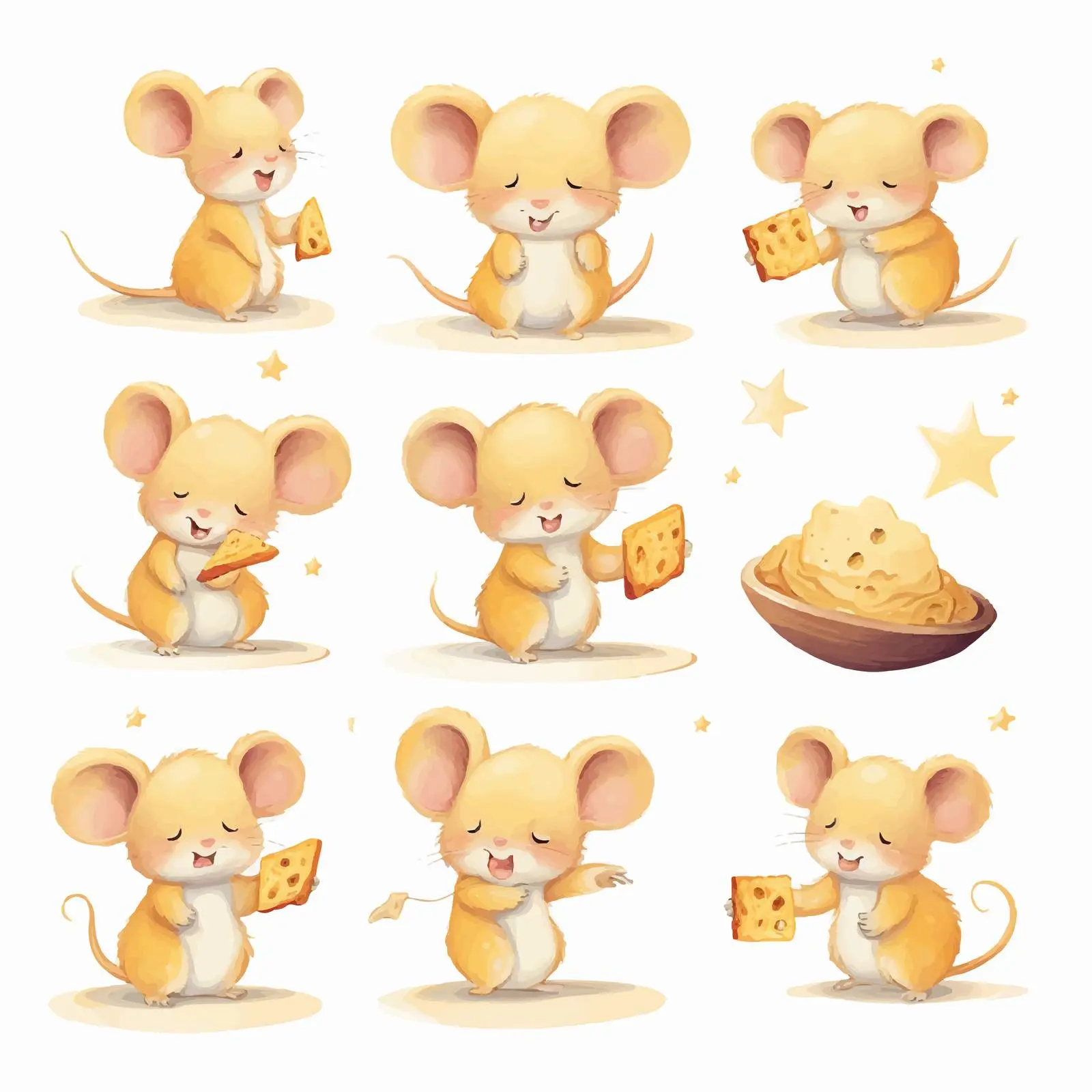Cute Mice on Cheese Moon Clip Art — free download from Dotvec