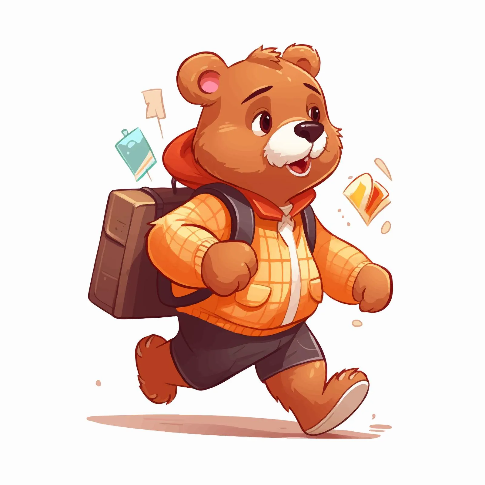 Cute Tourist Bear with Map and Luggage – free ticket image from Dotvec