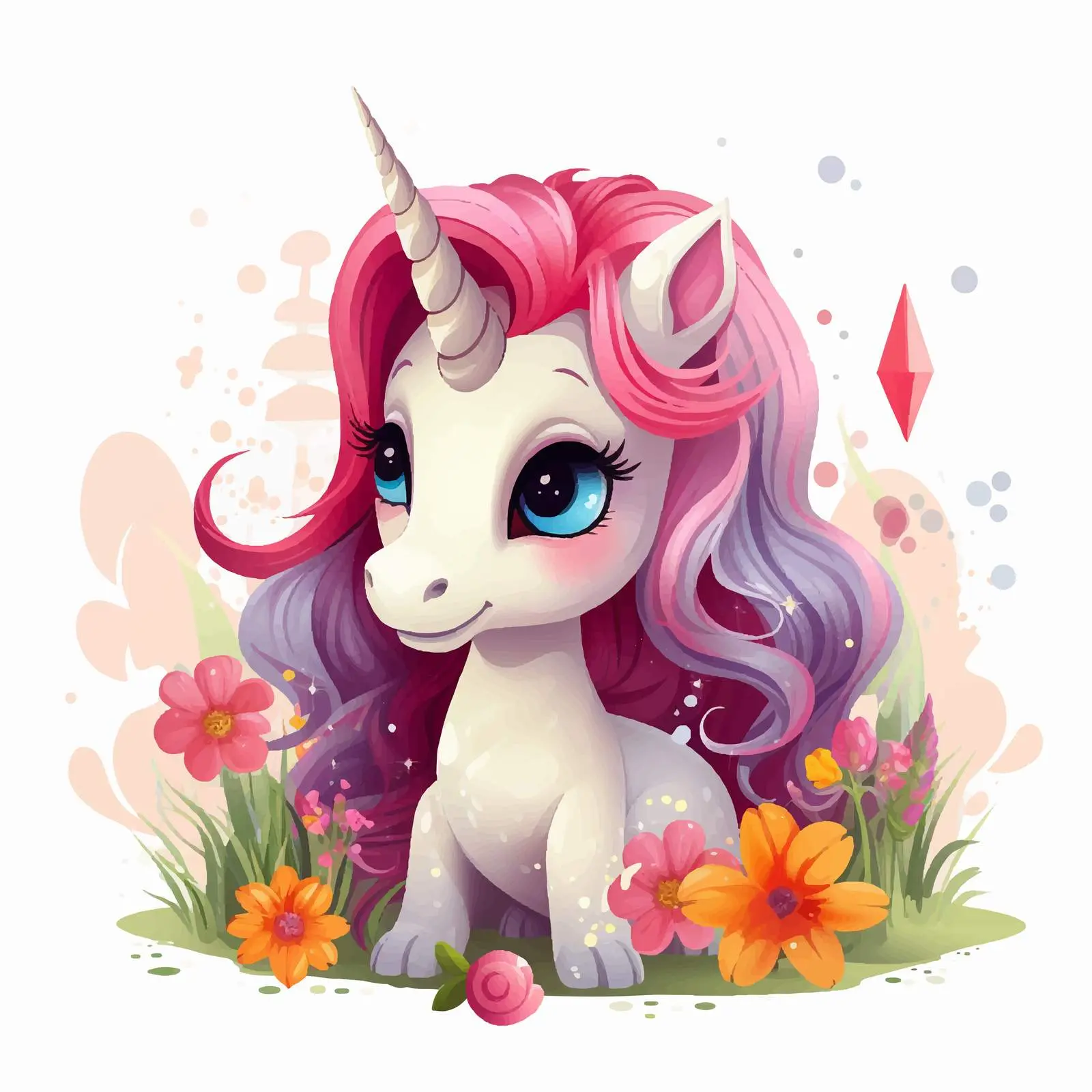 Cute Unicorn Cartoon Character with Fantasy Elements — free download from Dotvec
