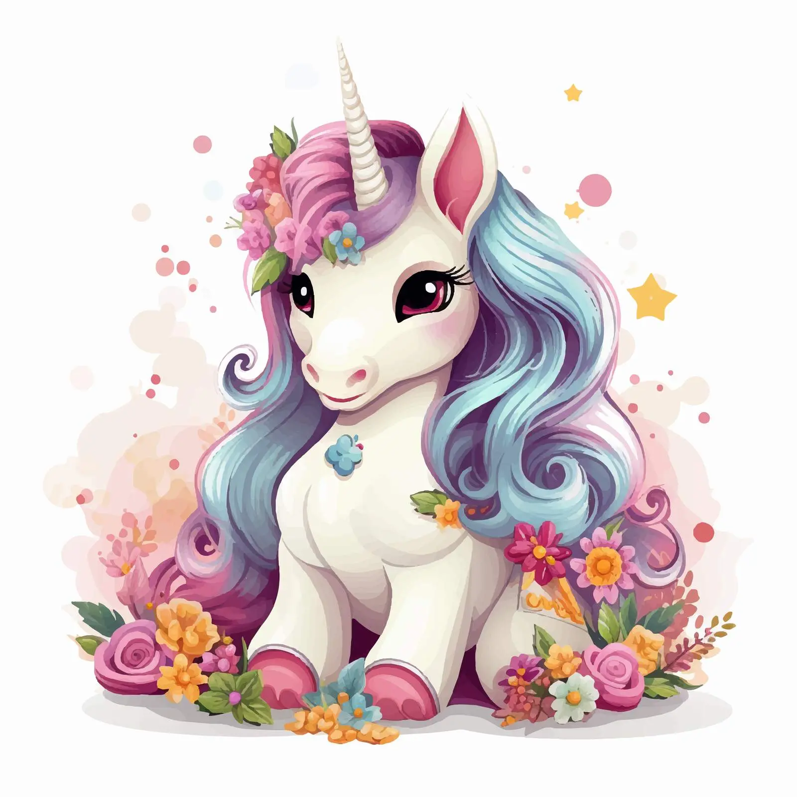Cute Unicorn Cartoon Character with Fantasy Elements – free unicorn lover image from Dotvec