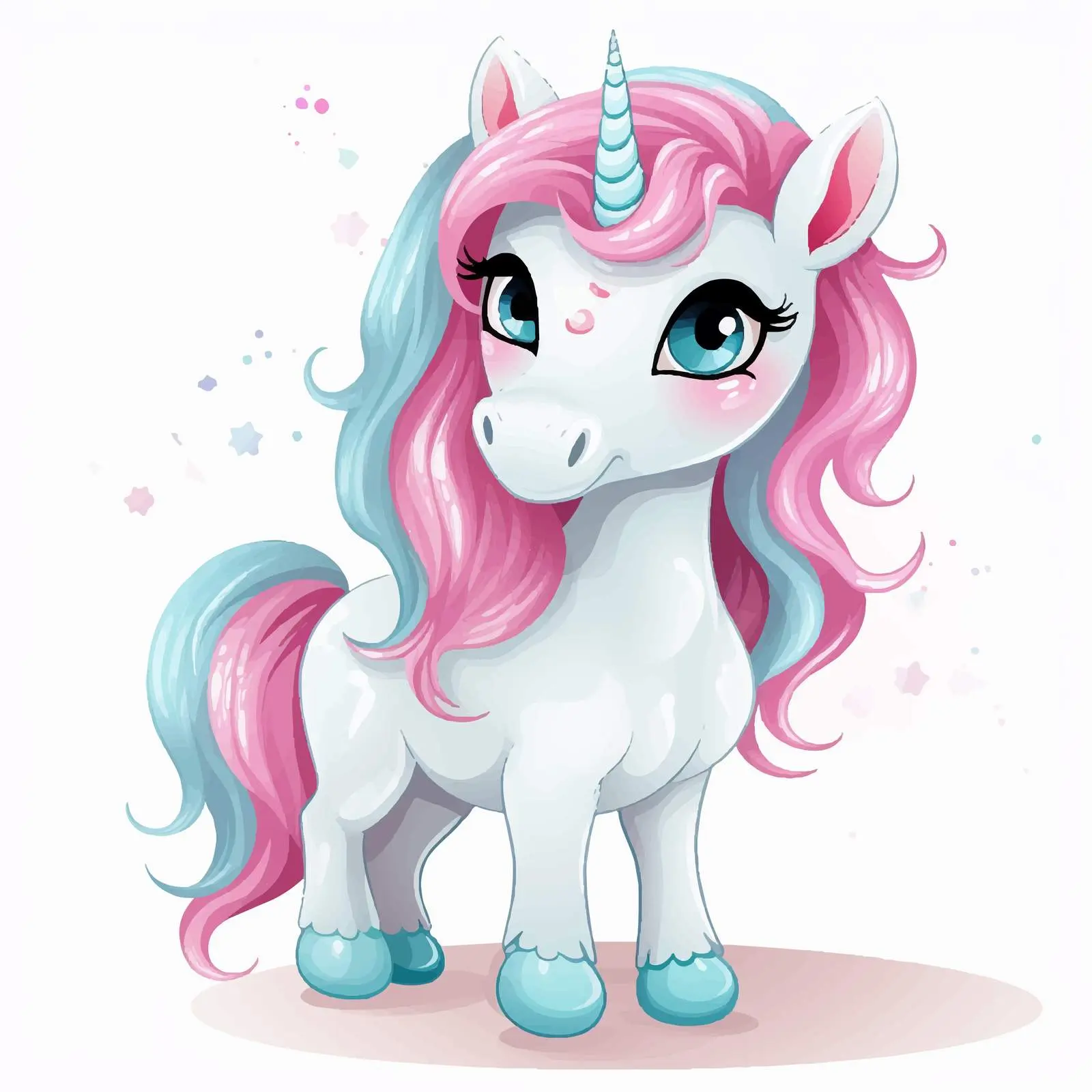 Cute Unicorn Standing Hand Illustration Vector Art – free happy unicorn image from Dotvec