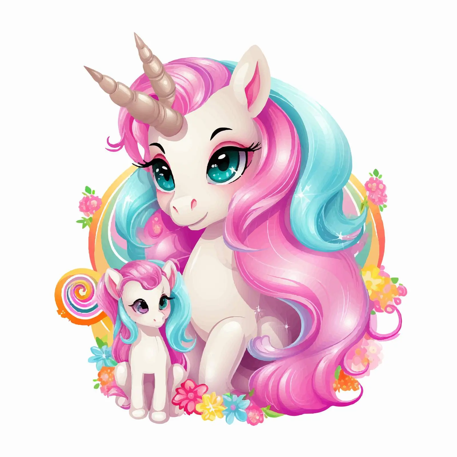 Cute Unicorn Illustration with Sign Vector Graphic — free download from Dotvec