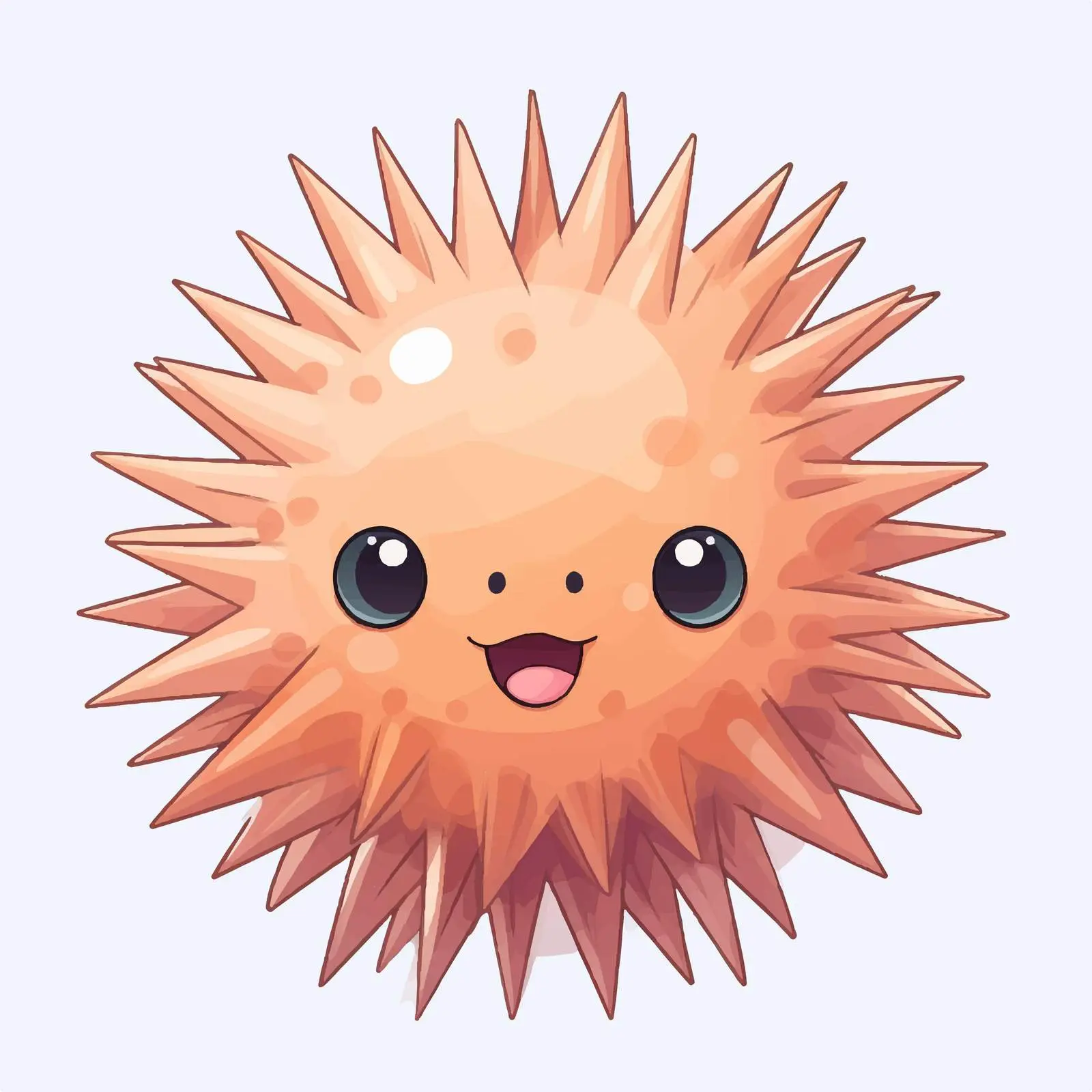 Cute Urchin Cartoon Character on Transparent Background – free underwater design image from Dotvec