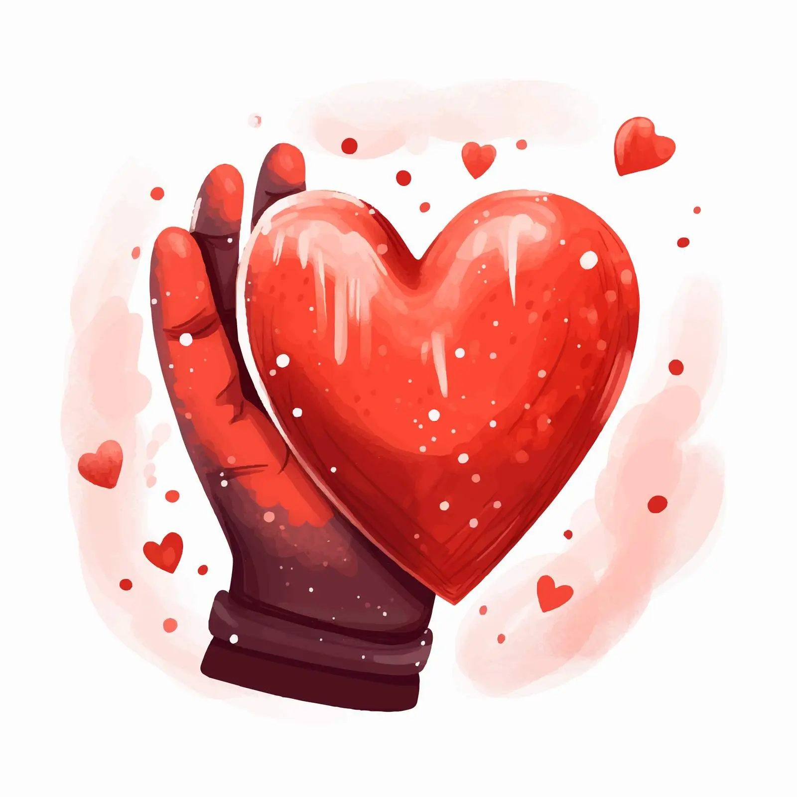 Warm Mittens Holding a Furry Red Heart Vector – free naive image from Dotvec