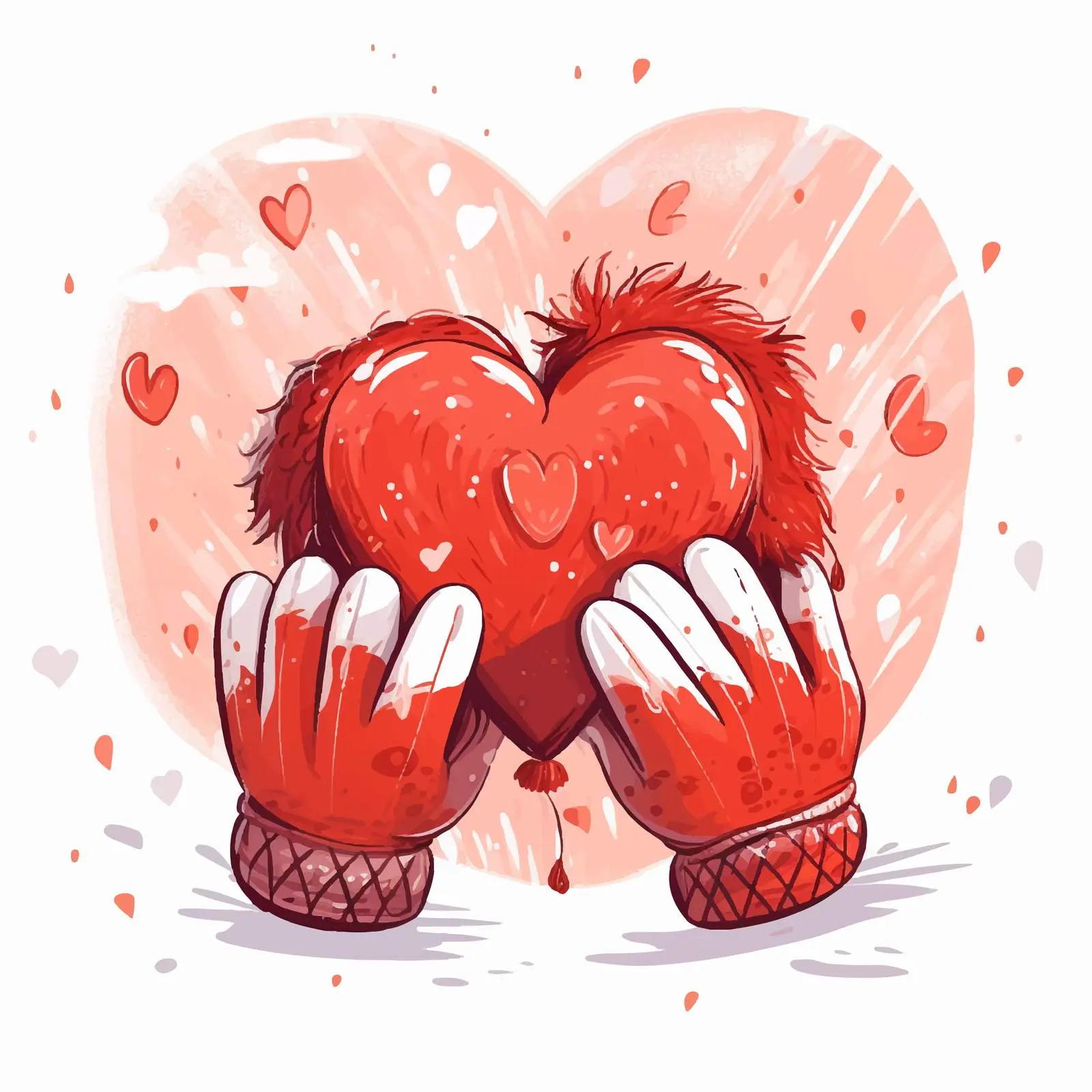Warm Mittens Holding Furry Red Heart Vector – free mitt image from Dotvec