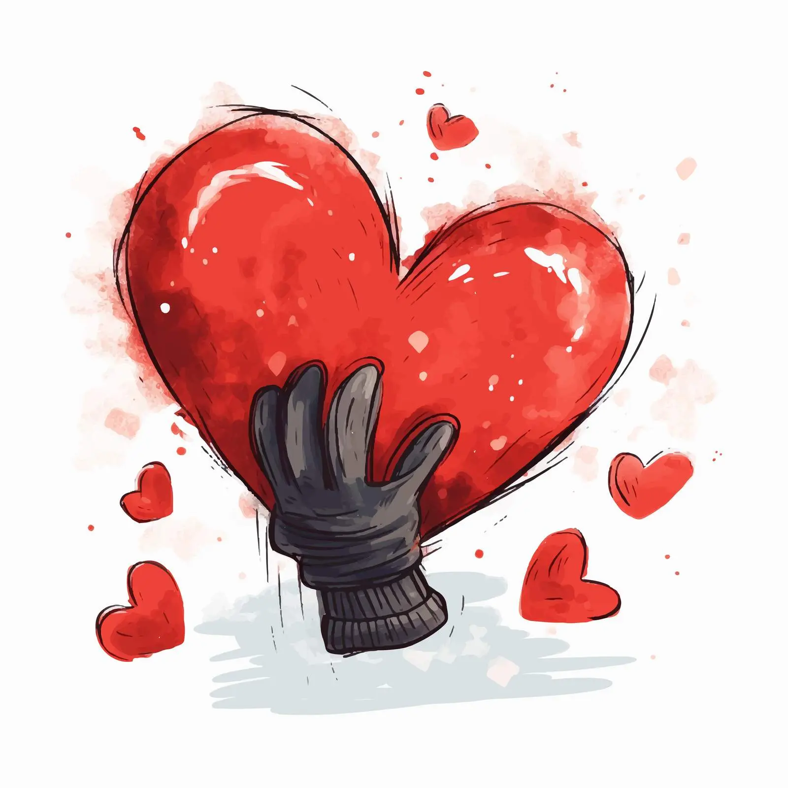 Warm Mittens Holding a Furry Heart Illustration — free download from Dotvec