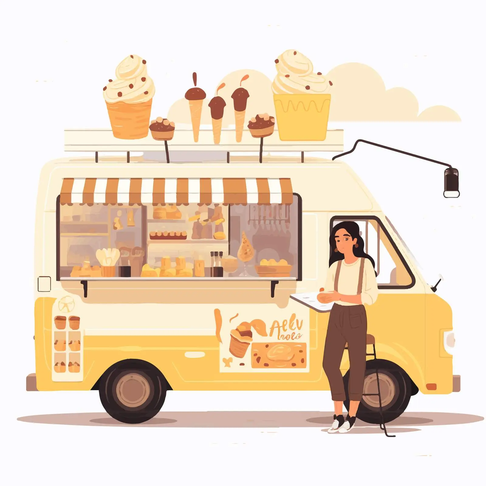 Cute Waffle Bar Food Truck with Sweet Snacks — free download from Dotvec