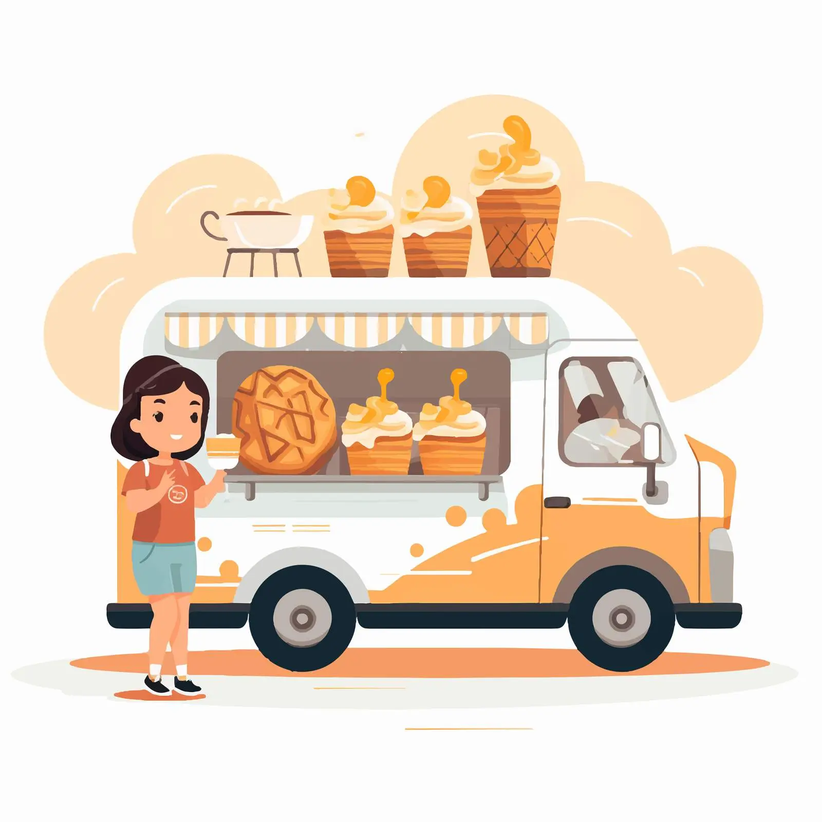 Cute Waffle Bar Food Truck with Sweet Snacks — free download from Dotvec