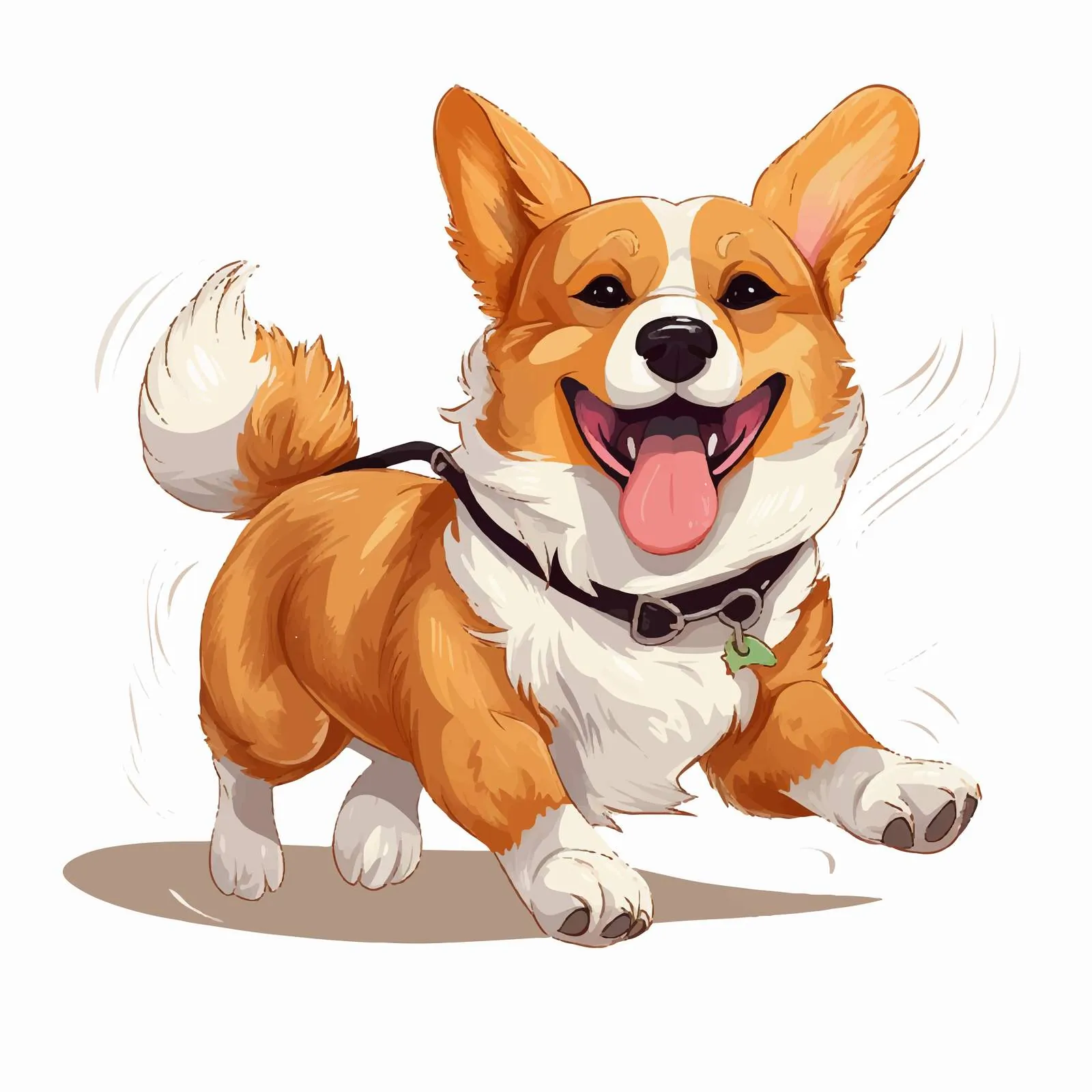 Happy Welsh Corgi Running with Leash — free download from Dotvec