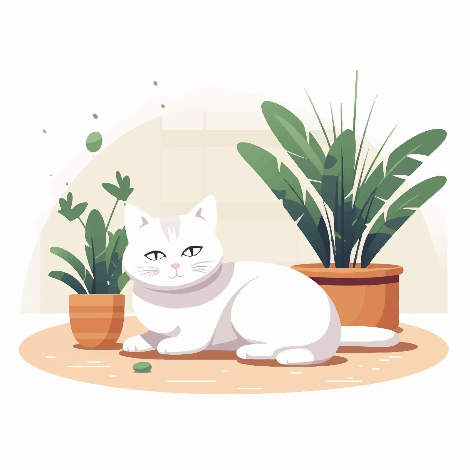 Cute White Cat on Carpet Vector Illustration — free download from Dotvec