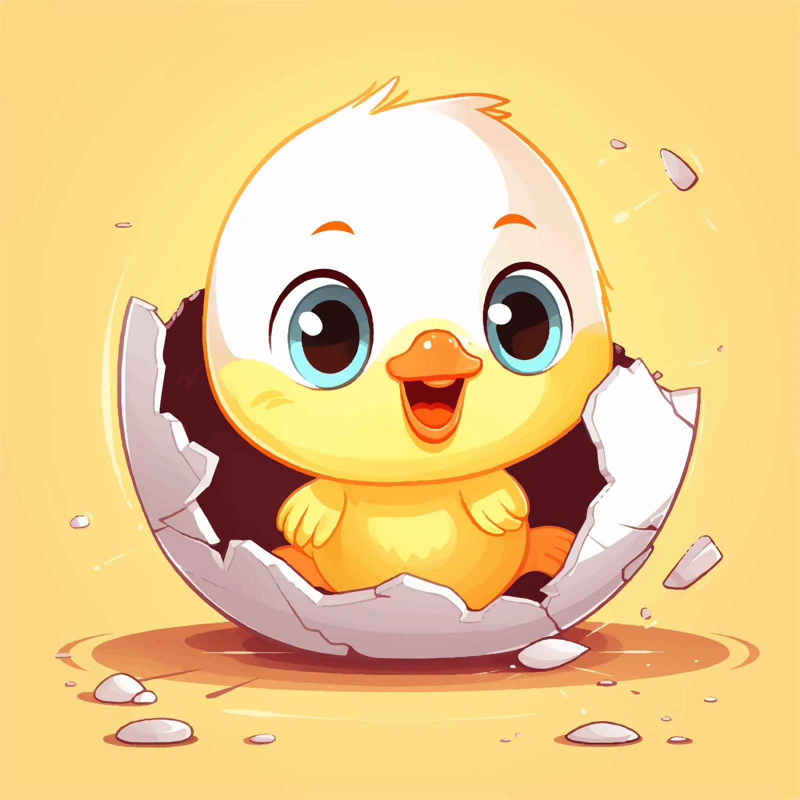 Cute Yellow Chick Hatching from Egg — free download from Dotvec