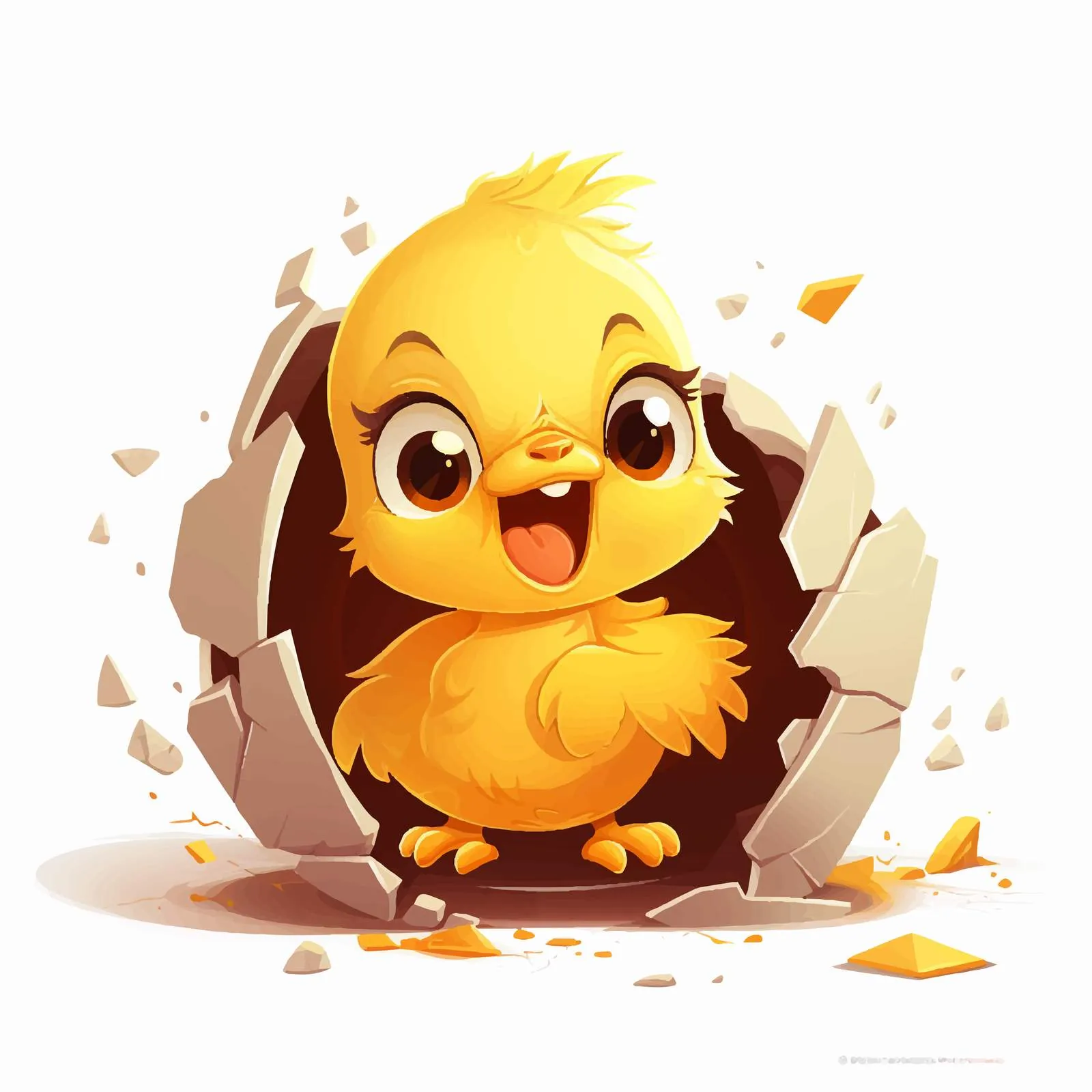 Cute Yellow Chick Hatching from Egg – free chick illustration image from Dotvec