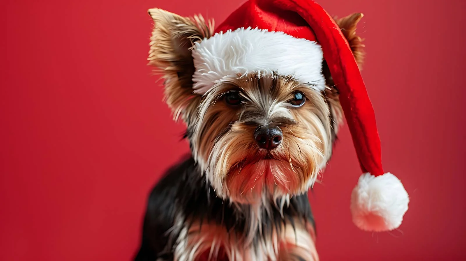 Adorable Yorkshire Terrier in Santa Hat — free download from Dotvec