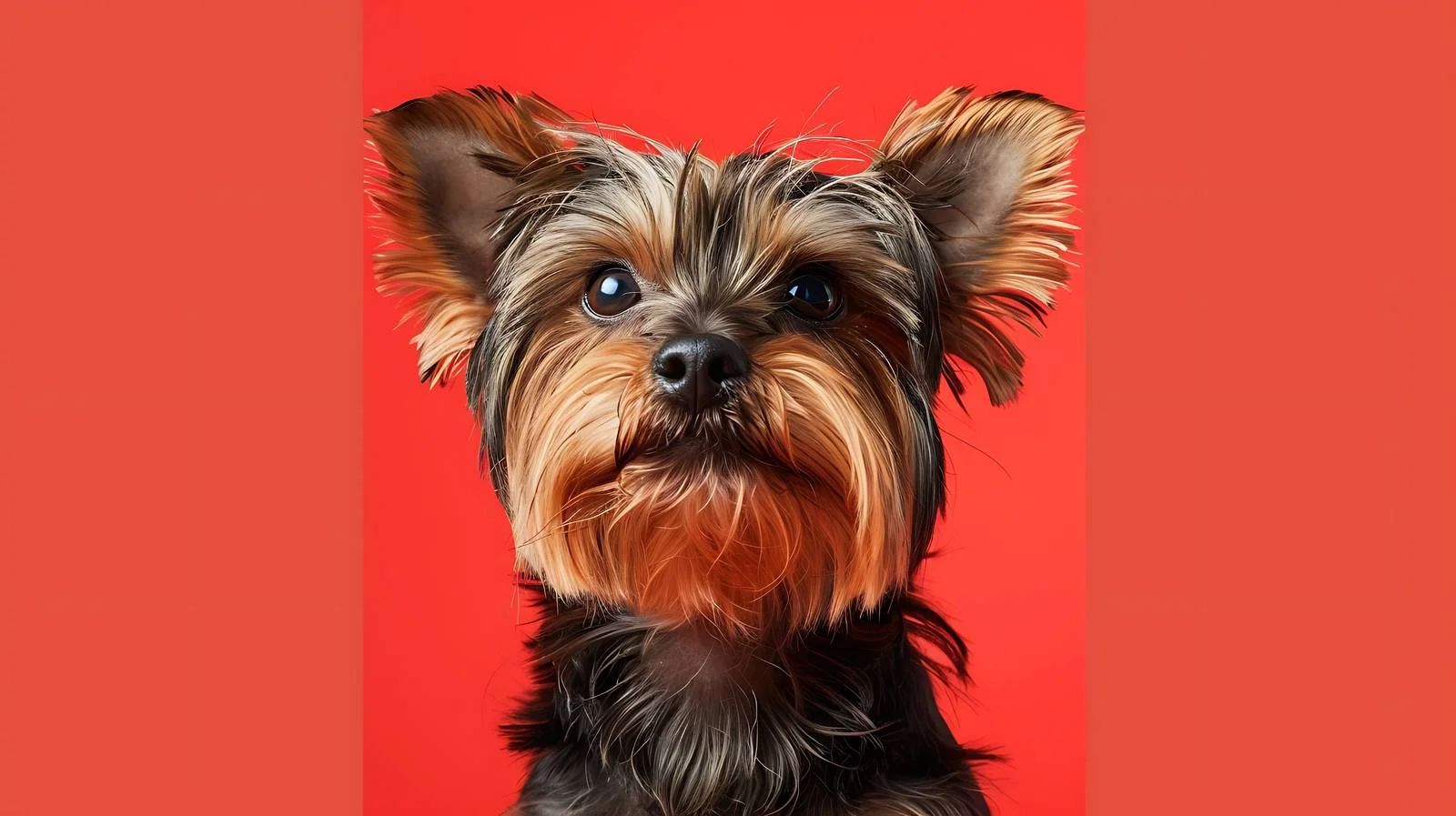 Adorable Yorkshire Terrier Posing on Red Background — free download from Dotvec