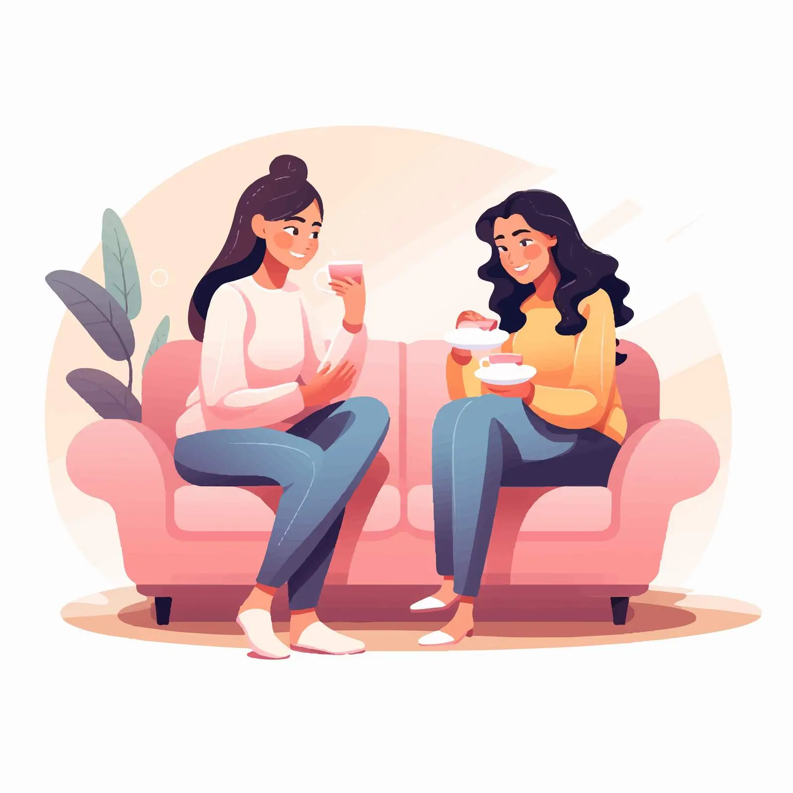 Young Girls Enjoying Coffee at Café — free download from Dotvec