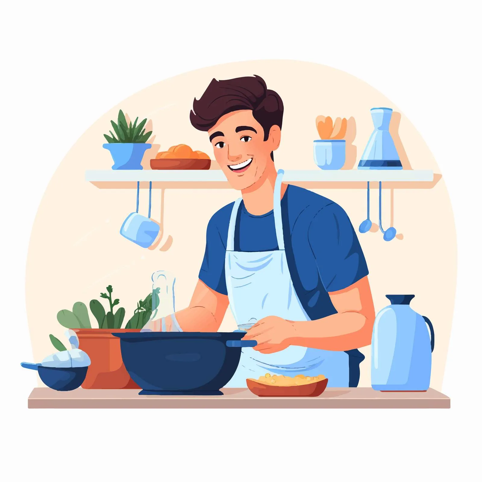 Young Man Cooking in Modern Kitchen — free download from Dotvec