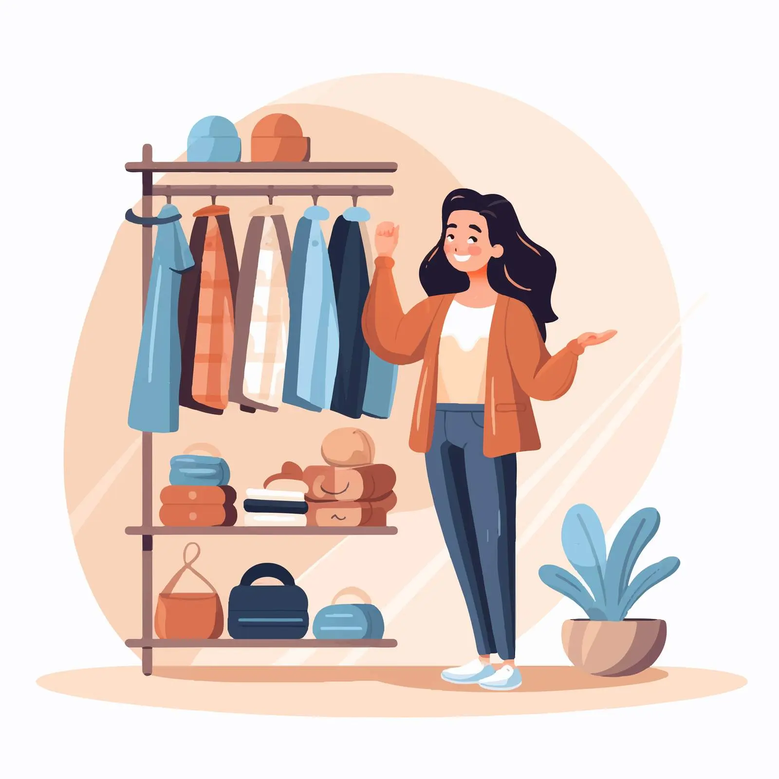 Stylish Young Woman Trying on Clothes — free download from Dotvec