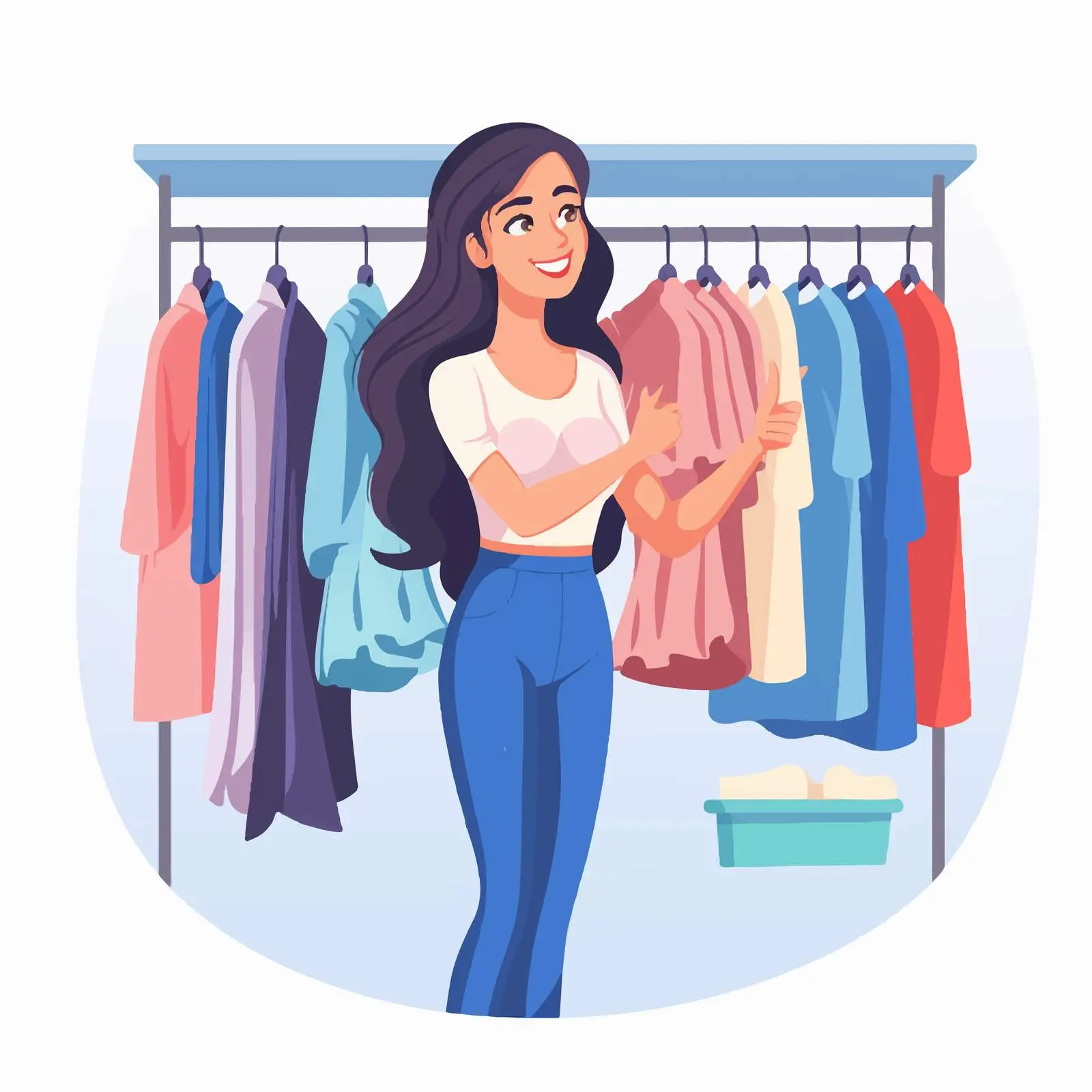 Cute Young Woman Shopping at Clothing Rack — free download from Dotvec