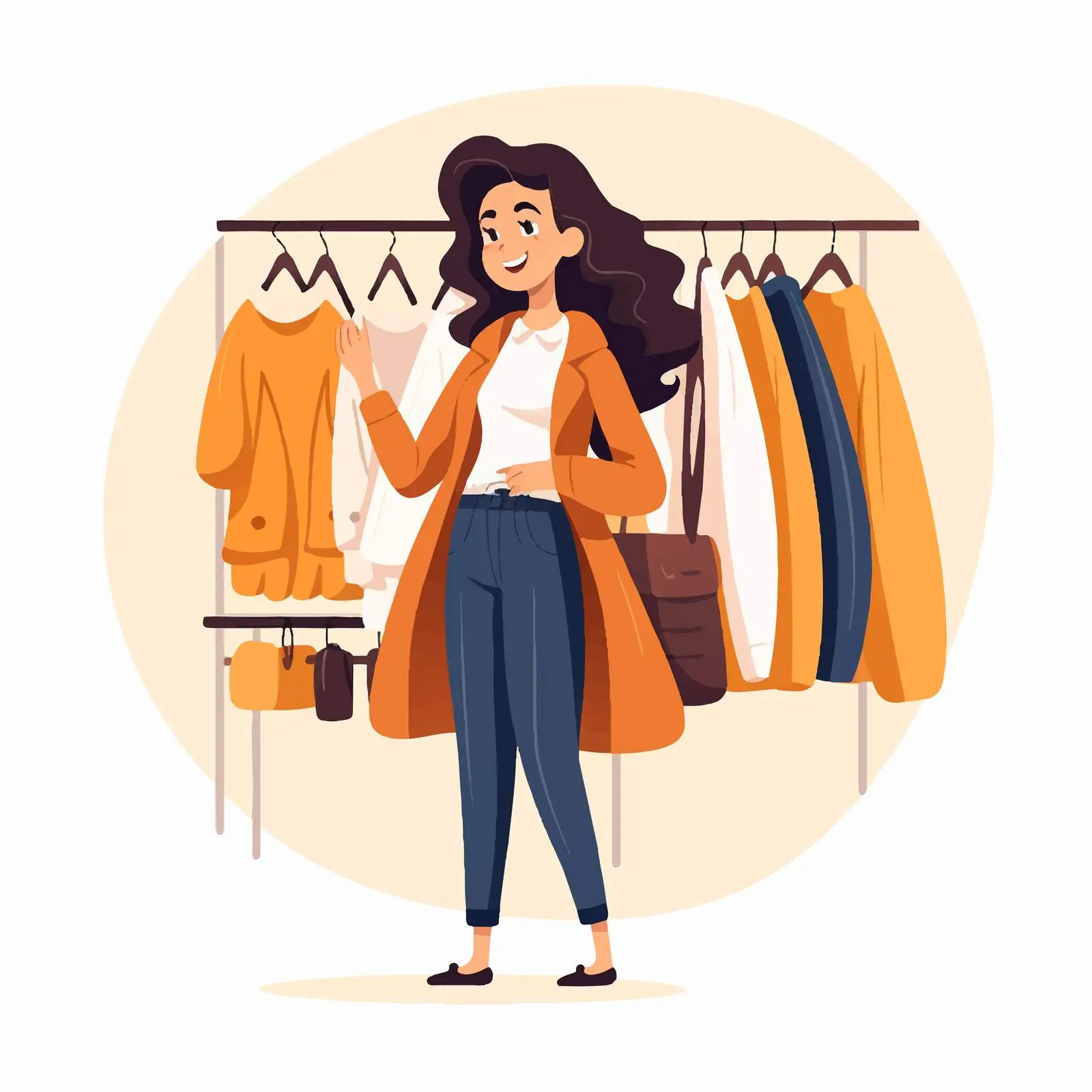 Cute Young Woman Trying on Clothes — free download from Dotvec