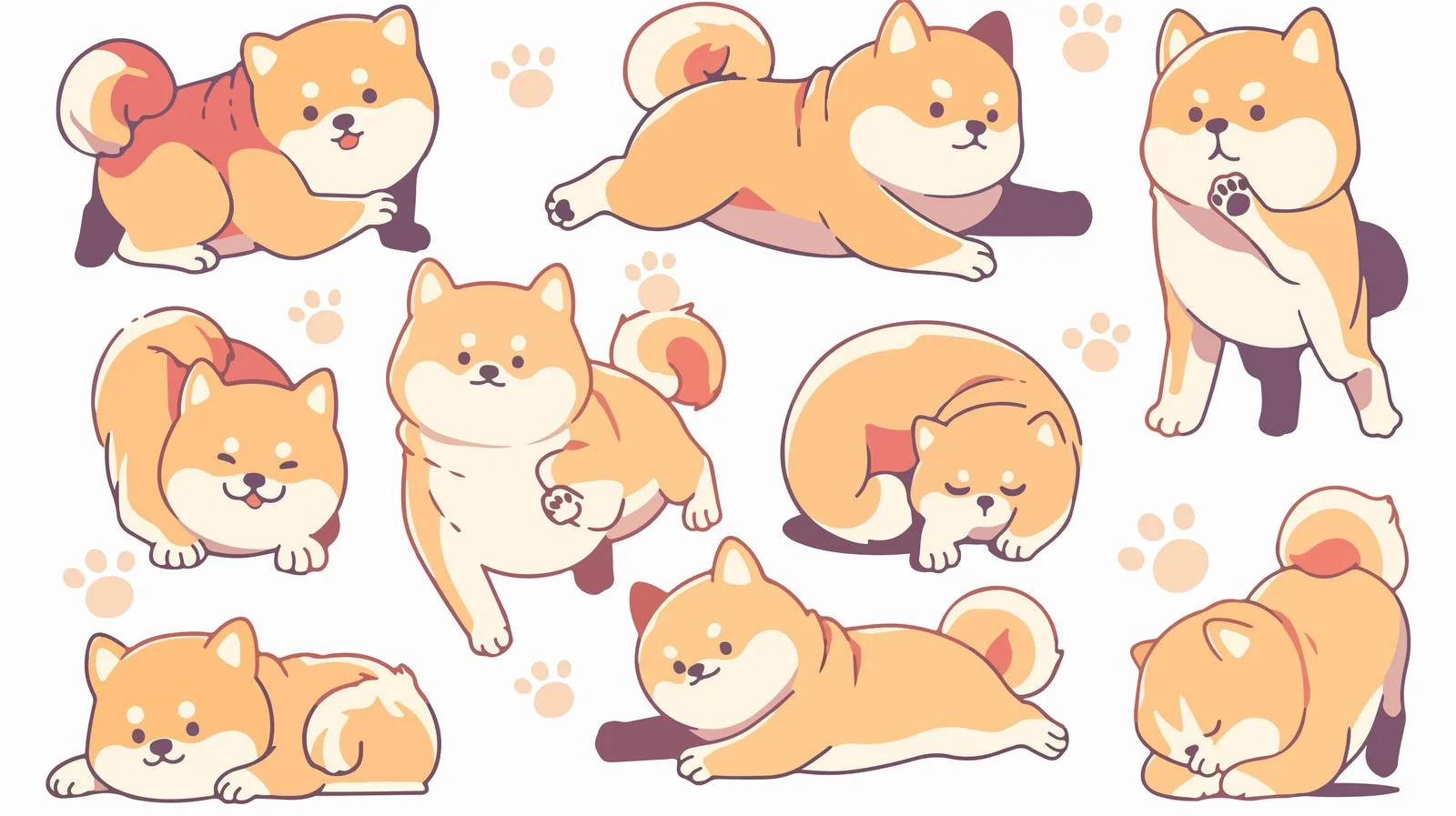 Adorable Akita Inu Dogs in Playful Poses — free download from Dotvec