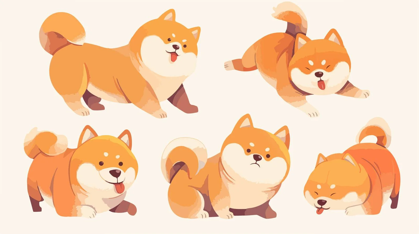 Charming Akita Inu Puppies in Playful Poses — free download from Dotvec