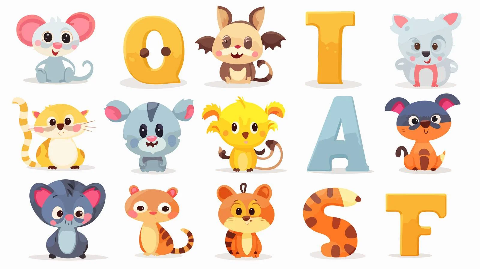 Kids Alphabet Cartoon Set — free download from Dotvec