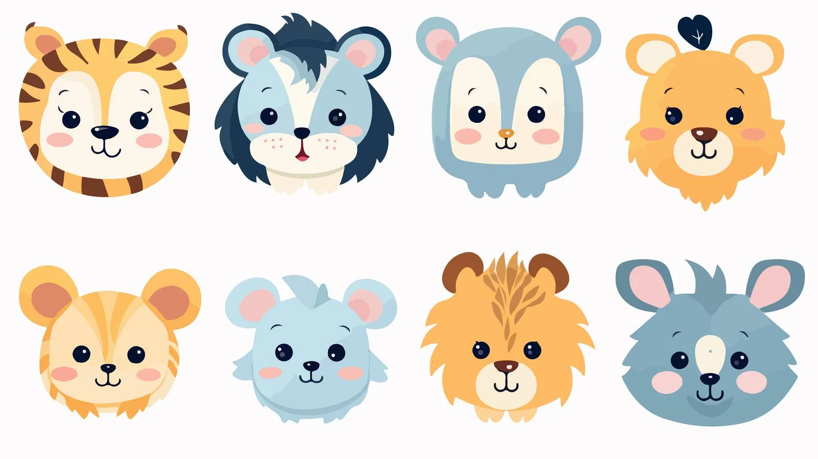 Adorable Zoo Cartoon Face Illustration — free download from Dotvec