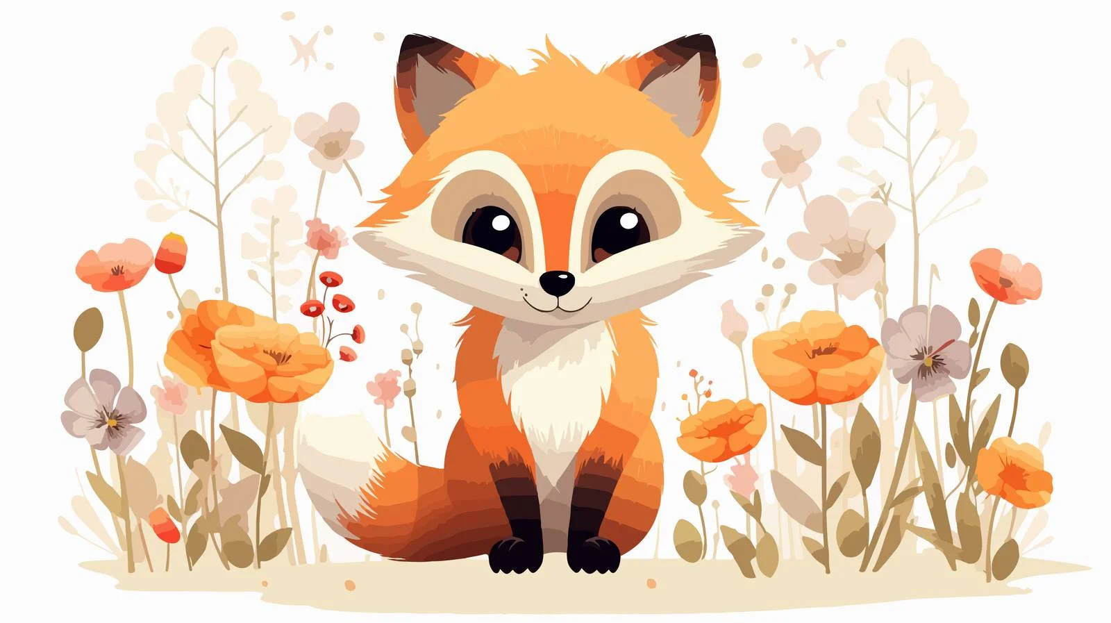 Cute Animal Flower Card Vector Illustration — free download from Dotvec