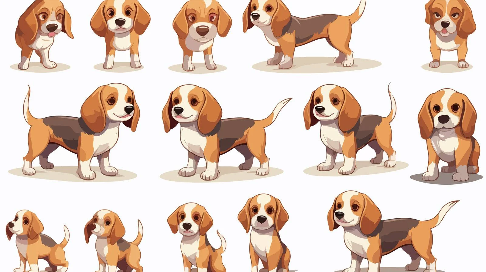 Beagle Dog Pose Bundle Set — free download from Dotvec