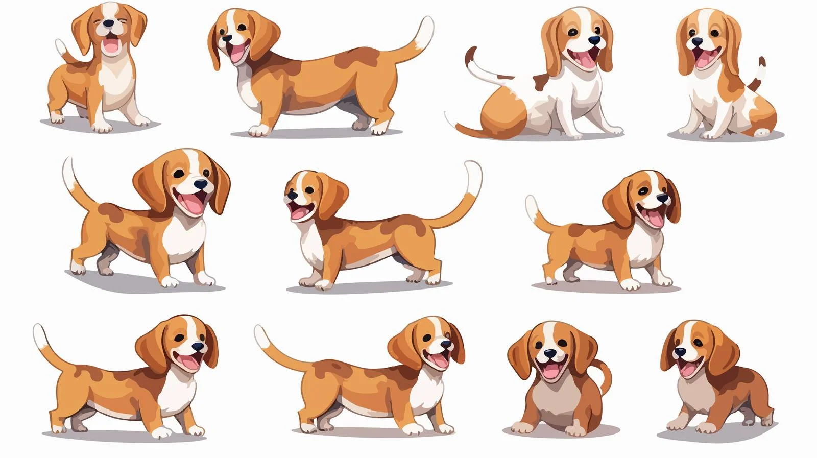 Beagle Poses Set for Animal Lovers — free download from Dotvec