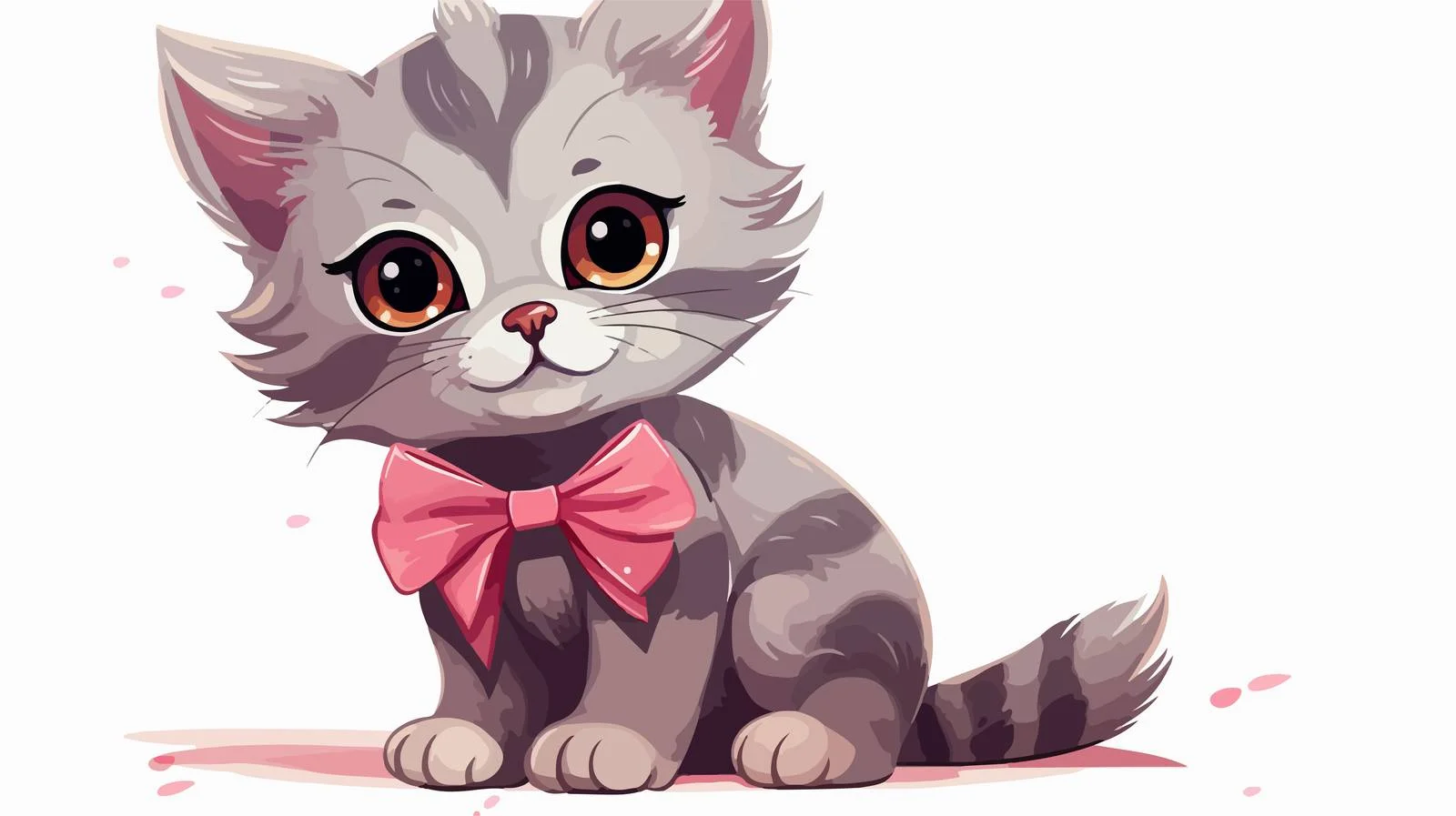 Adorable Cartoon Cat with Bow Illustration — free download from Dotvec