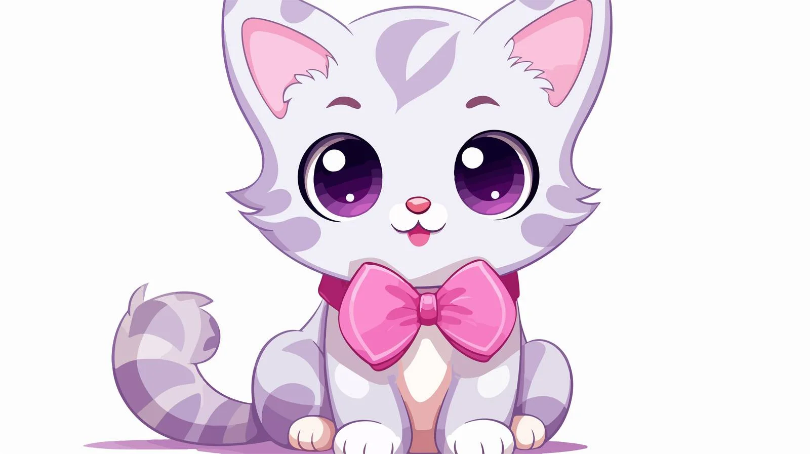 Adorable Cartoon Cat with Bow Vector — free download from Dotvec