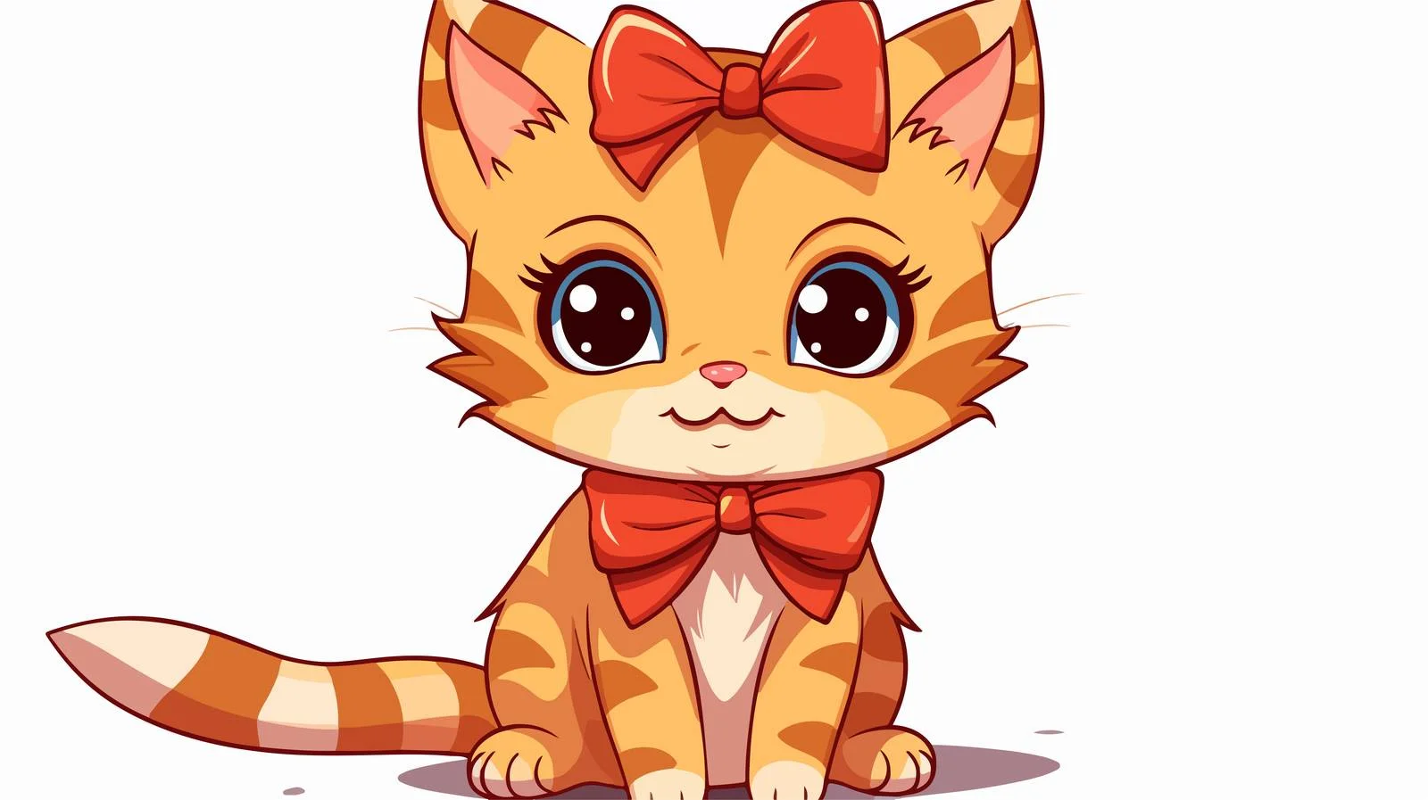 Adorable Cartoon Cat with Bow Vector — free download from Dotvec