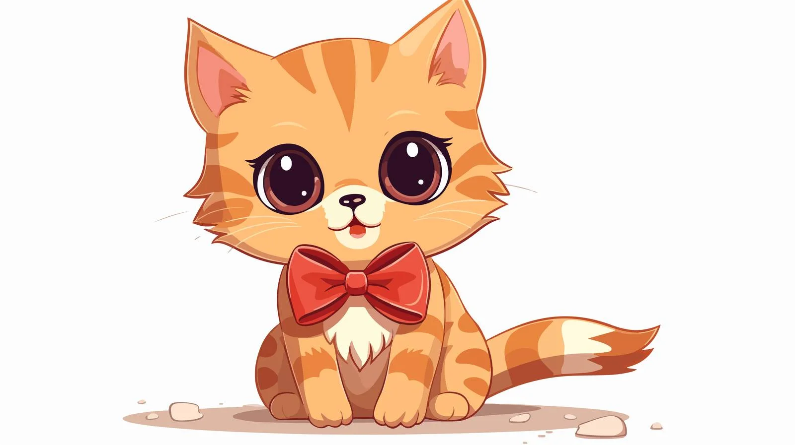 Adorable Cartoon Cat with Bow Vector — free download from Dotvec