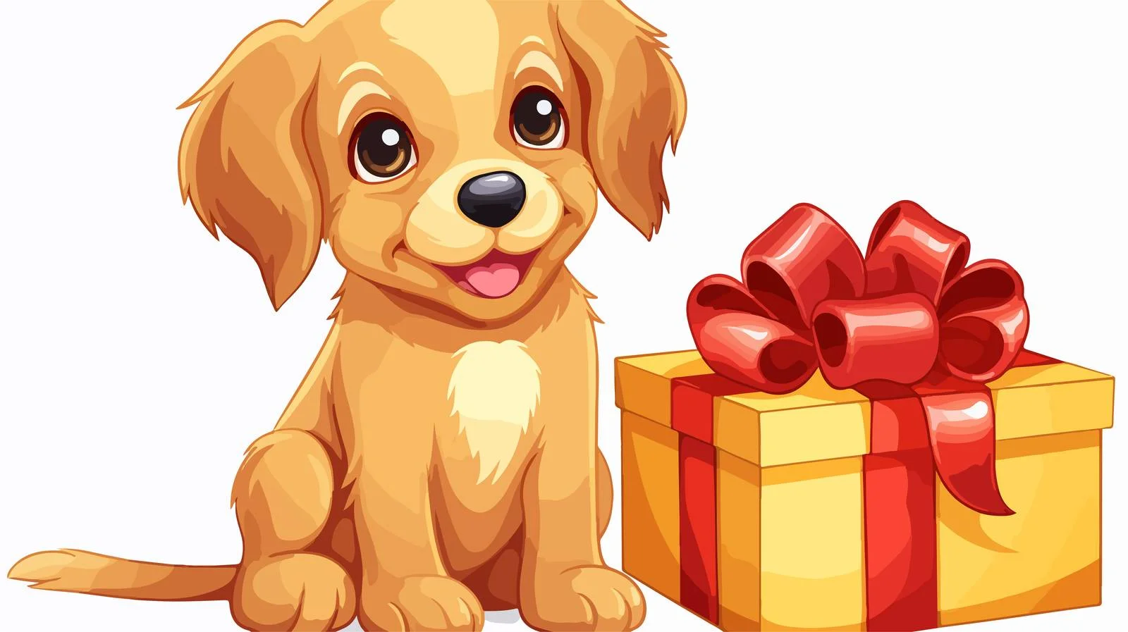 Adorable Dog Christmas Present Vector Illustration — free download from Dotvec