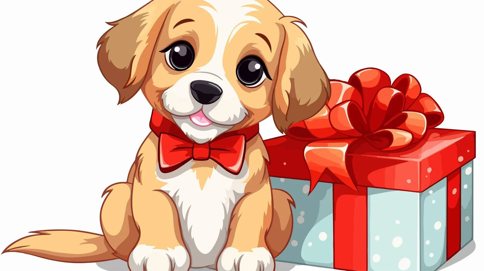 Adorable Dog Christmas Present Illustration — free download from Dotvec